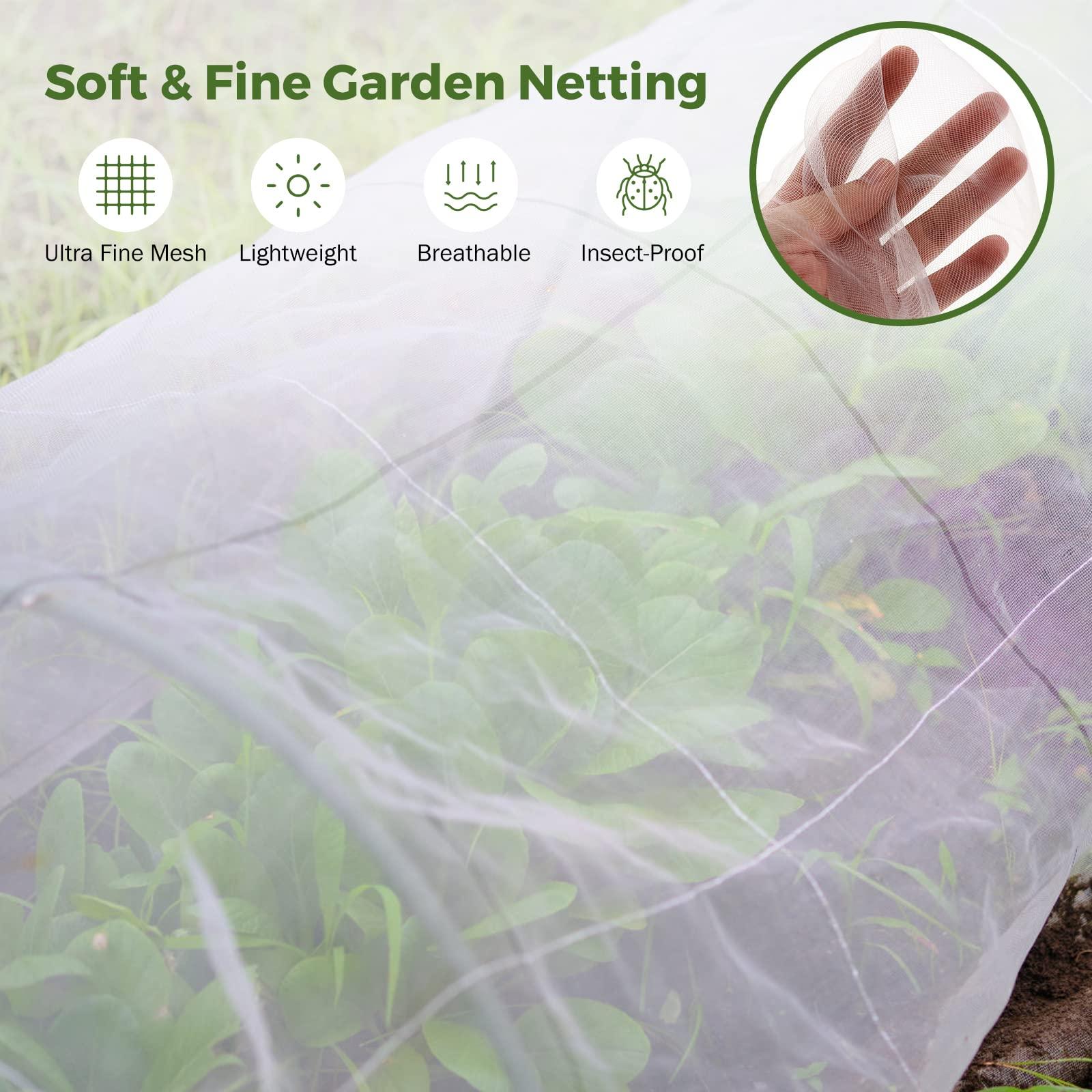 BEAMNOVA Garden Netting Mesh Greenhouse Hoops for Raised Beds Row Cover Barrier Support Frame Cover Climbing Plants Stakes with Clips for Outdoor Vegetable Tomato Vines DIY - Image 3