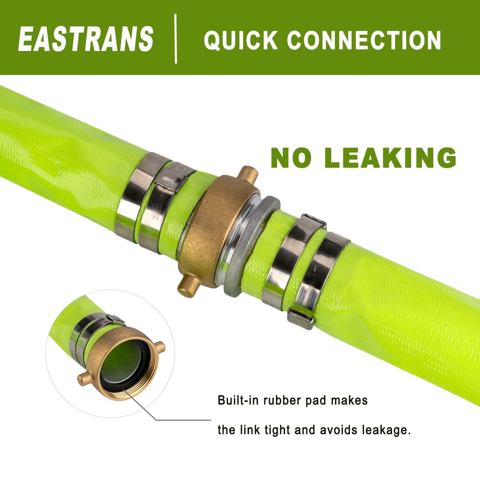 2" x 100' Green PVC Backwash and Discharge Hose for Swimming Pools, Heavy Duty Reinforced Flat Pool Hose with Aluminum Pin Lug Fittings - Image 4