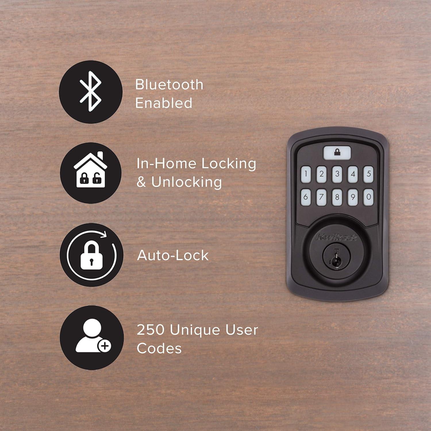Kwikset 99420-003 Aura Bluetooth Programmable Keypad Door Lock Deadbolt Featuring SmartKey Security, Iron Black - Image 4