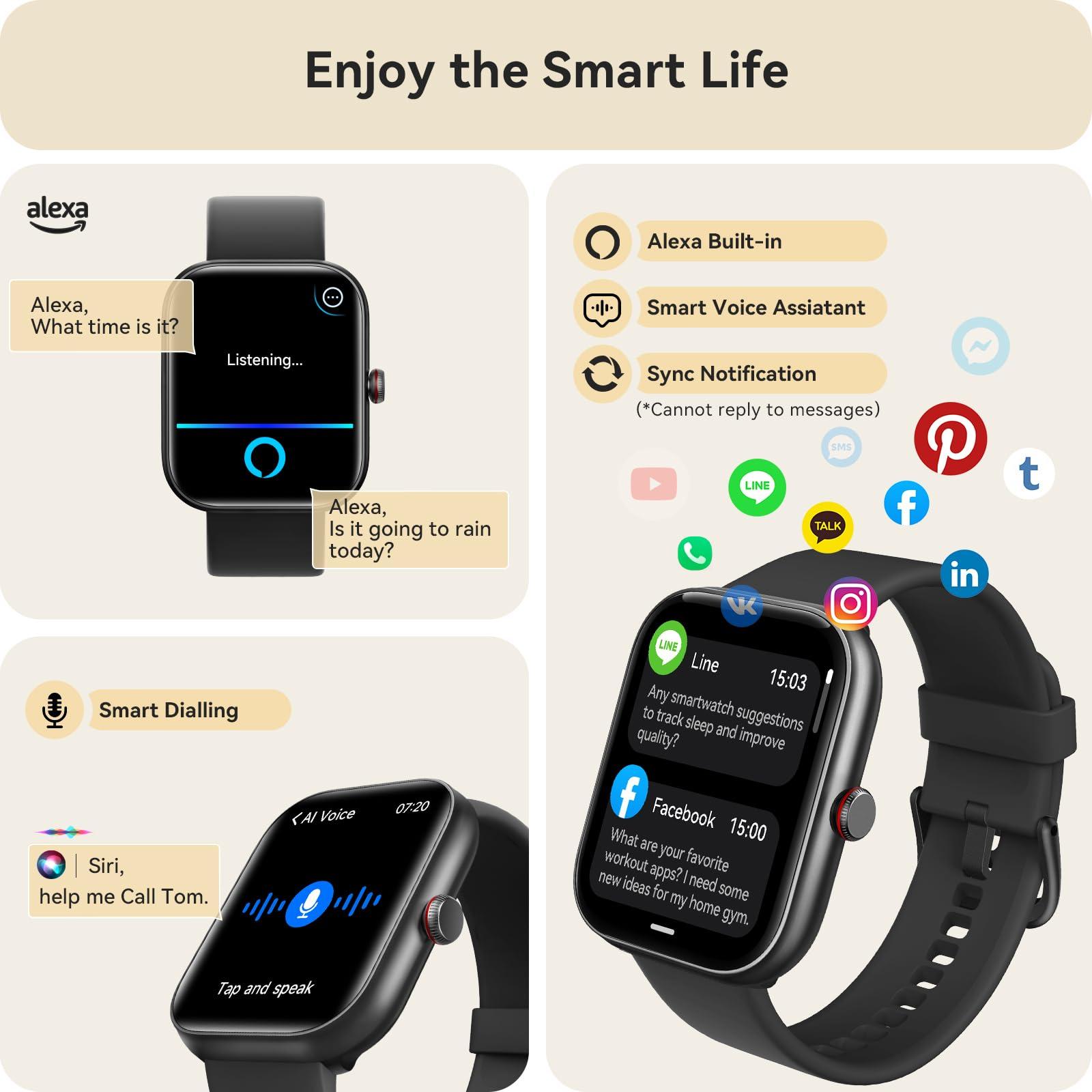Smart Watch for Women Men, Smartwatch for iPhone & Android Bluetooth (Answer/Call) Built-in Alexa, 1.91" HD Fitness Tracker with 105+ Sport Modes, IP68 Waterproof, Sleep/Heart Rate/SpO2/Stress Monitor - Image 5