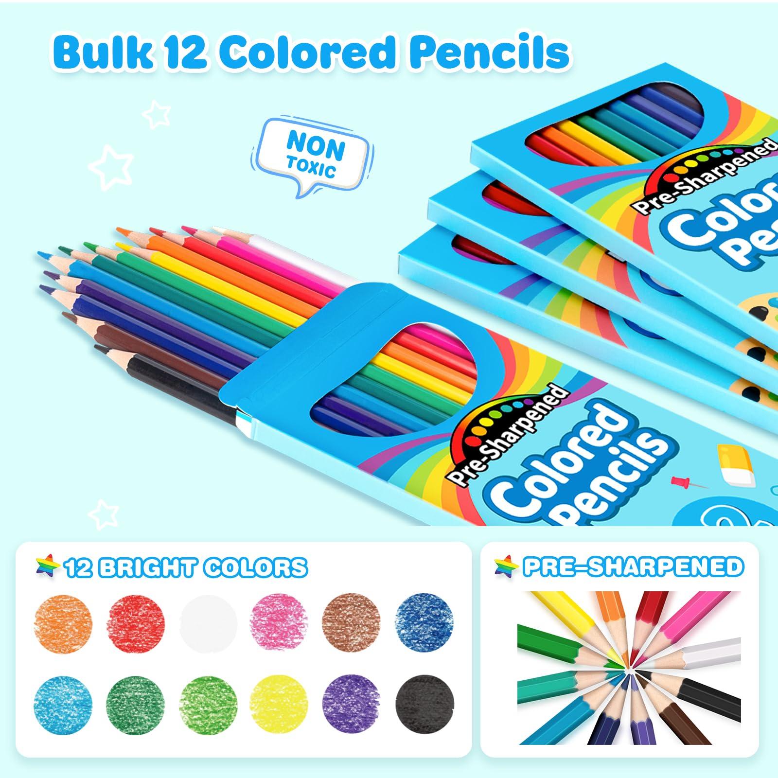 V-Opitos 168 Count Kids Colored Pencils, 14 Pack Bulk Pre-sharpened Coloring Pencils in 12 Colors, School Supplies for Teachers, Ideal Back to School Supplies & Classroom Prizes, Kids Party Favor - Image 2