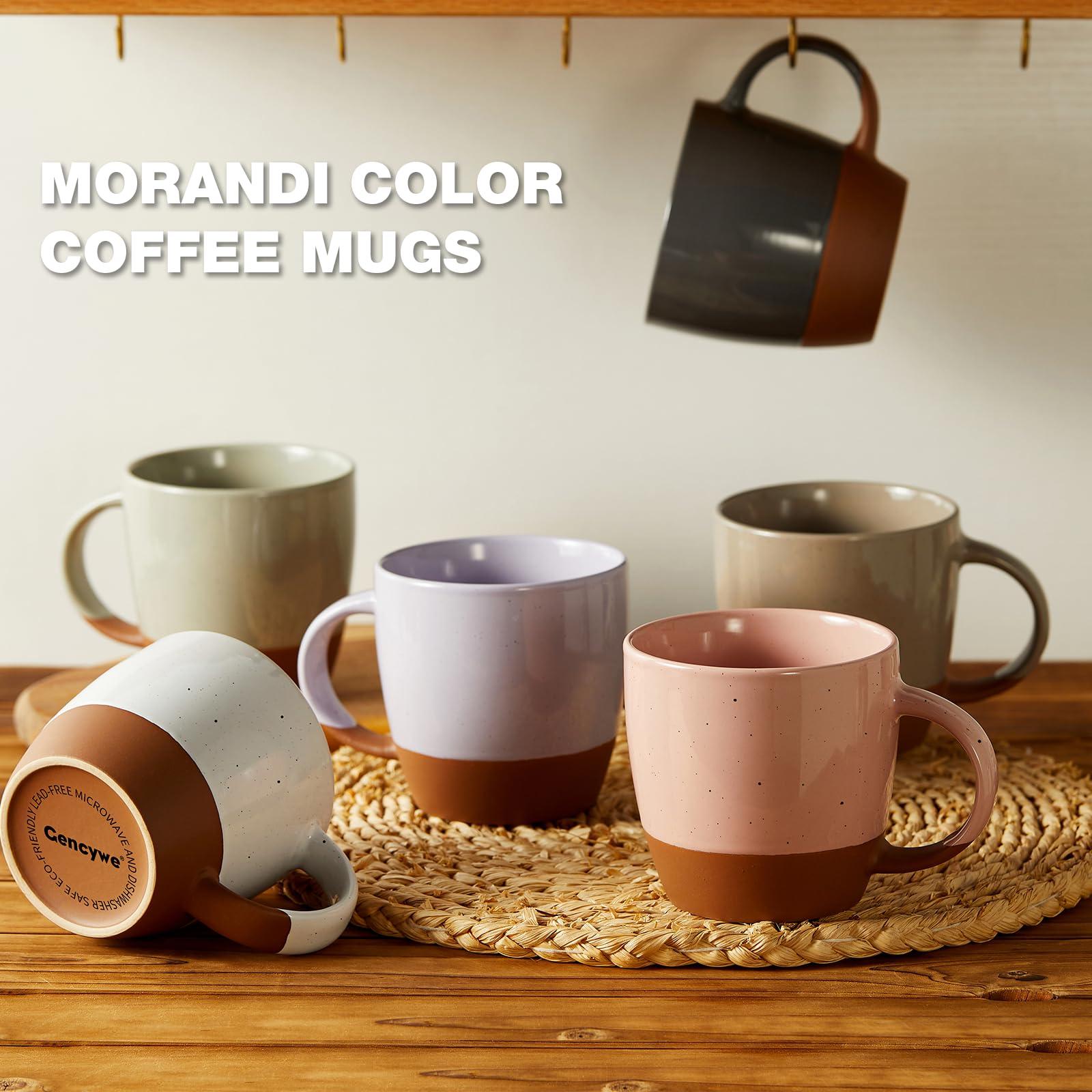 Morandi Color Ceramic Coffee Mugs Set of 6 (Large),18 oz Coffee Cups with Handle, Latte Mug, Big Mug for Women, Men, Great for Tea Hot Chocolate, Microwave Safe, Modern, Unique Style for Any Kitchen - Image 3