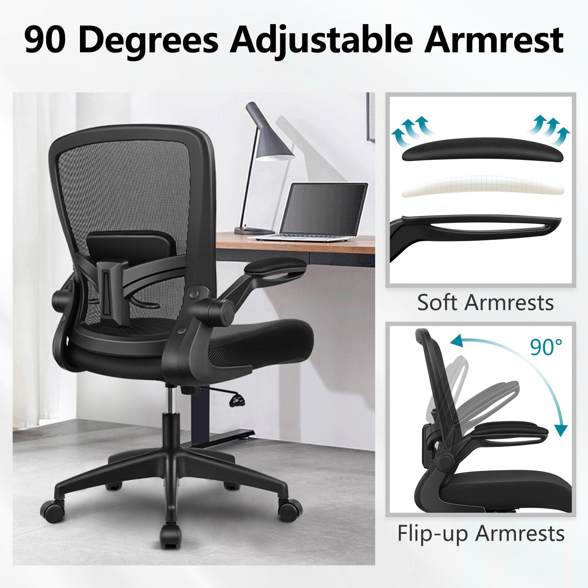 FelixKing Office Chair, Ergonomic Desk Chair Breathable Mesh Chair with Adjustable High Back Lumbar Support Flip-up Armrests, Executive Rolling Swivel Comfy Task Computer Chair for Home Office - Image 7
