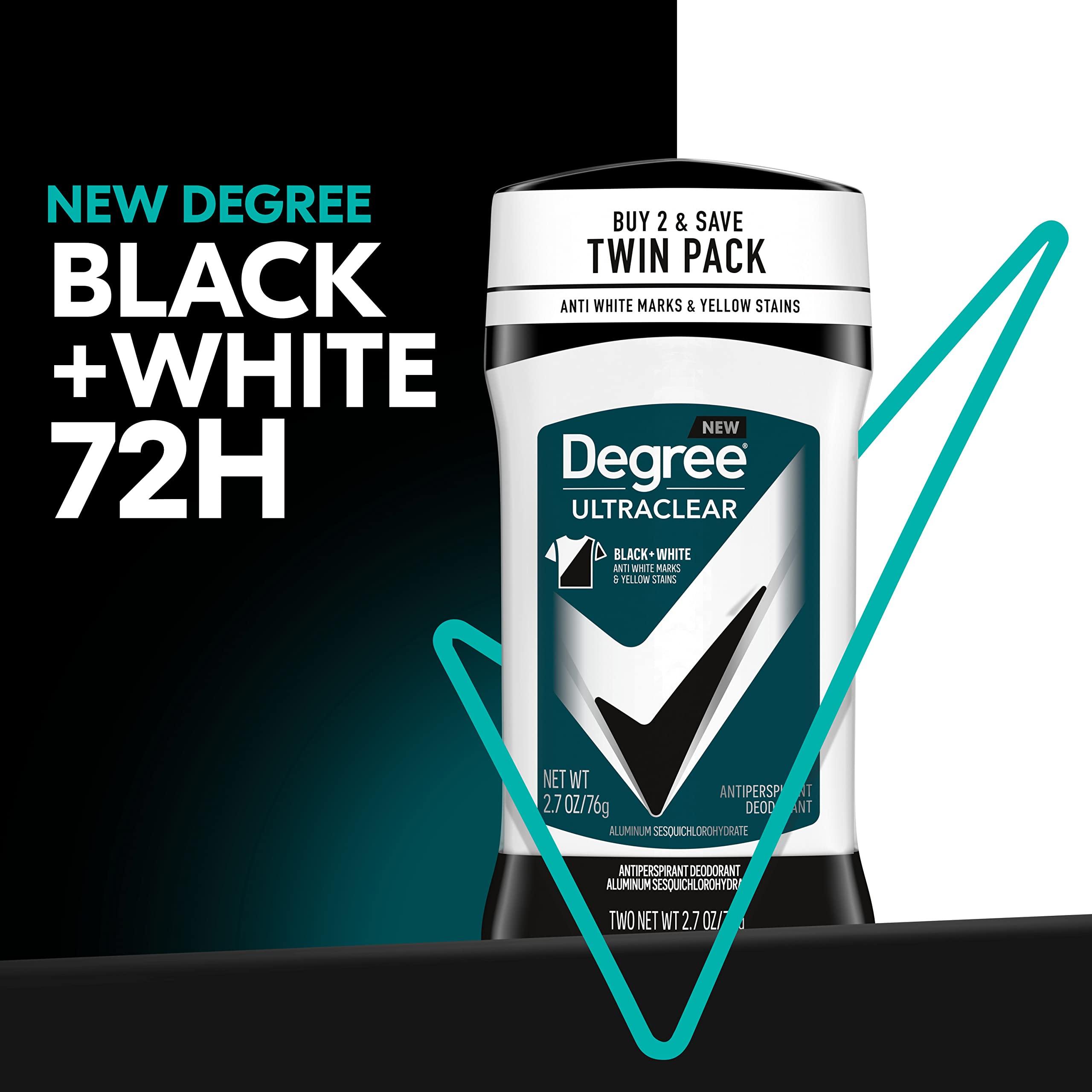 Degree Men UltraClear Antiperspirant Deodorant Black+White 2 Count 72-Hour Sweat & Odor Protection Antiperspirant For Men With MotionSense Technology 2.7 oz - Image 8