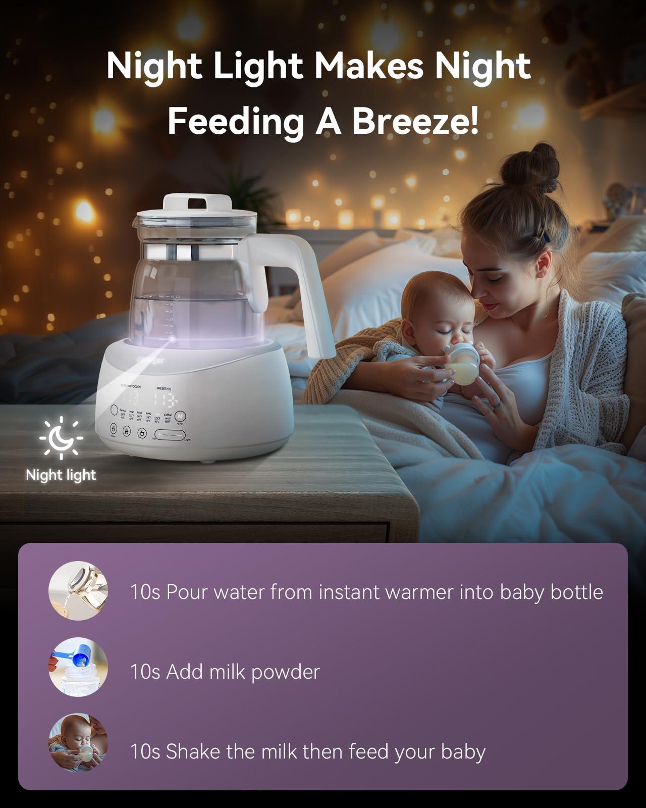 Bottle Warmer comfyer, Baby Bottle Warmer with Night Light & Faster Cooling Fan, Instantly Water Warmer, Tea Kettle Electric with 6 Temperature Control Presets, Feed Baby More Easier and Healthier - Image 5