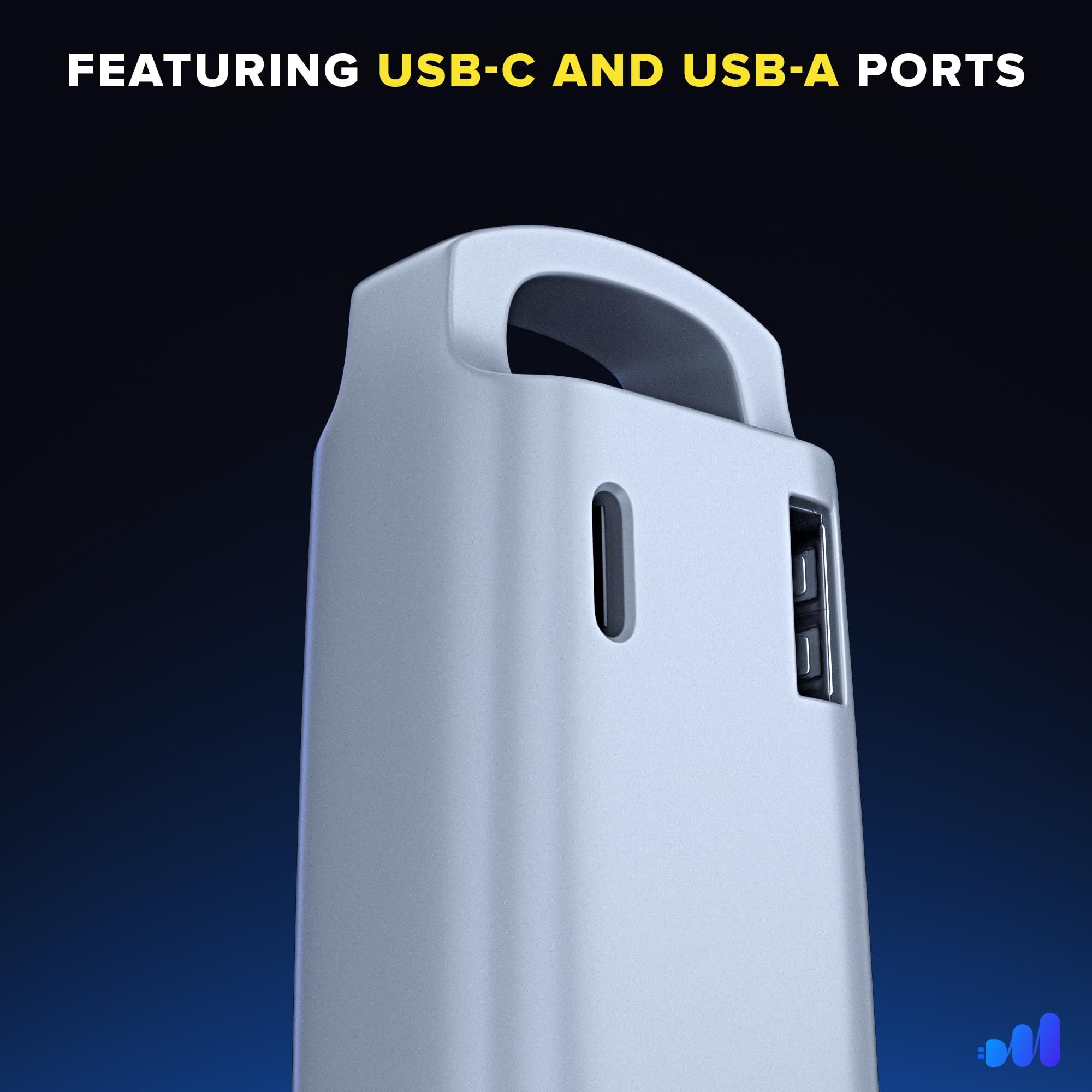 Maximm 360° Rotating Flat Plug Extension Cord 3-Outlet with USB-C and USB-A Ports 6FT, 3-Prong Flat Wire 16AWG, UL Certified (White) - Image 3