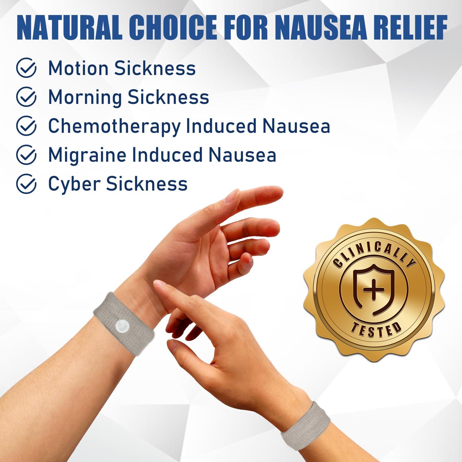 Hionfurt Motion Sickness Bands Anti Nausea Wristband for Adult and Kids Morning Sickness Relief for Pregnant Women Acupressure Nausea Relief for Car, Sea, Air Sickness - 2 Pairs Grey, Grey - Image 2