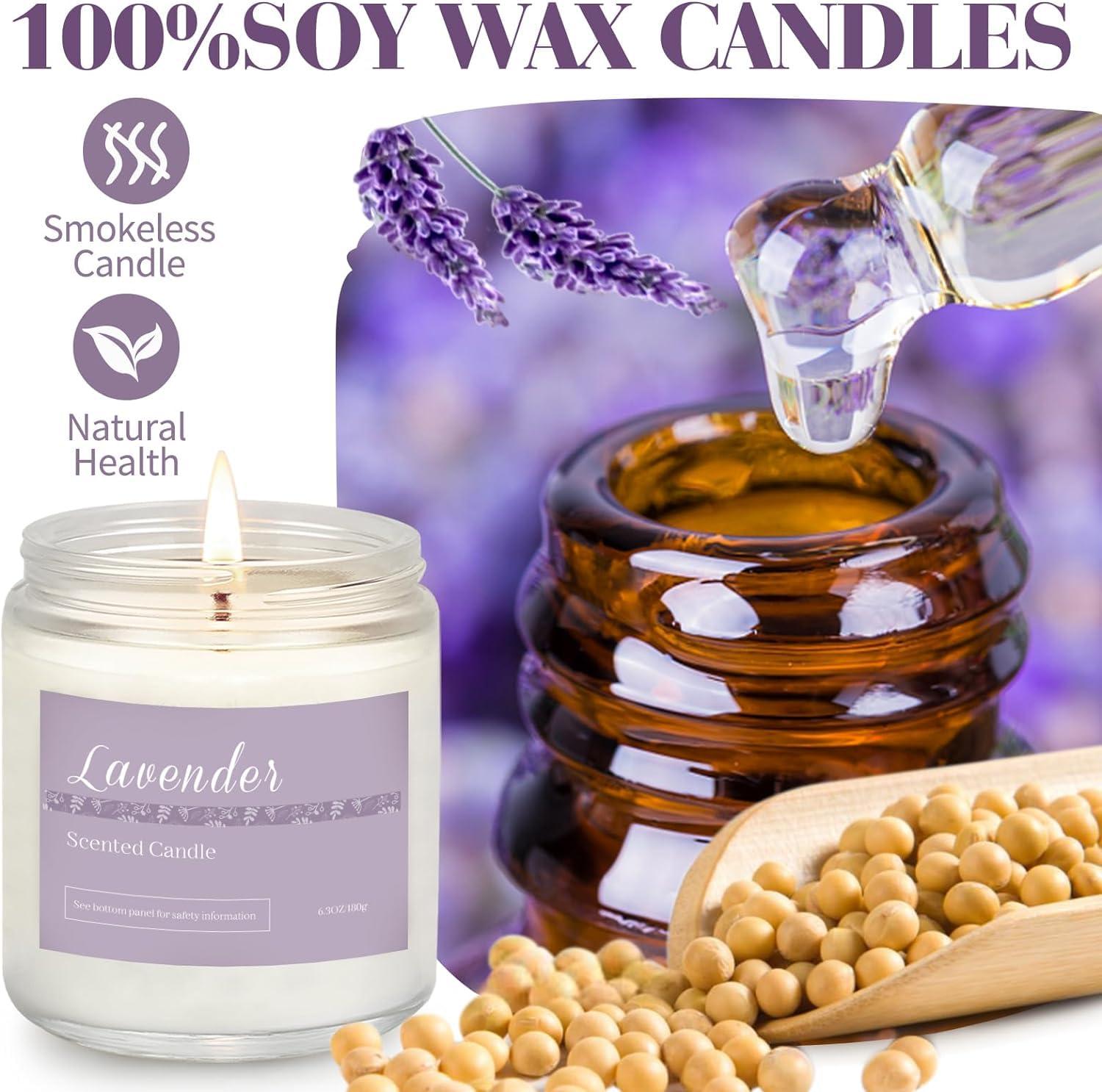 6 Pack Candles for Home Scented Aromatherapy Candles Gifts Set for Women, Lavender Candle, 37.8 oz 300 Hour Long Lasting Candles, Stocking Stuffers, Birthday, Valentine, Christmas, Anniversary Present - Image 5