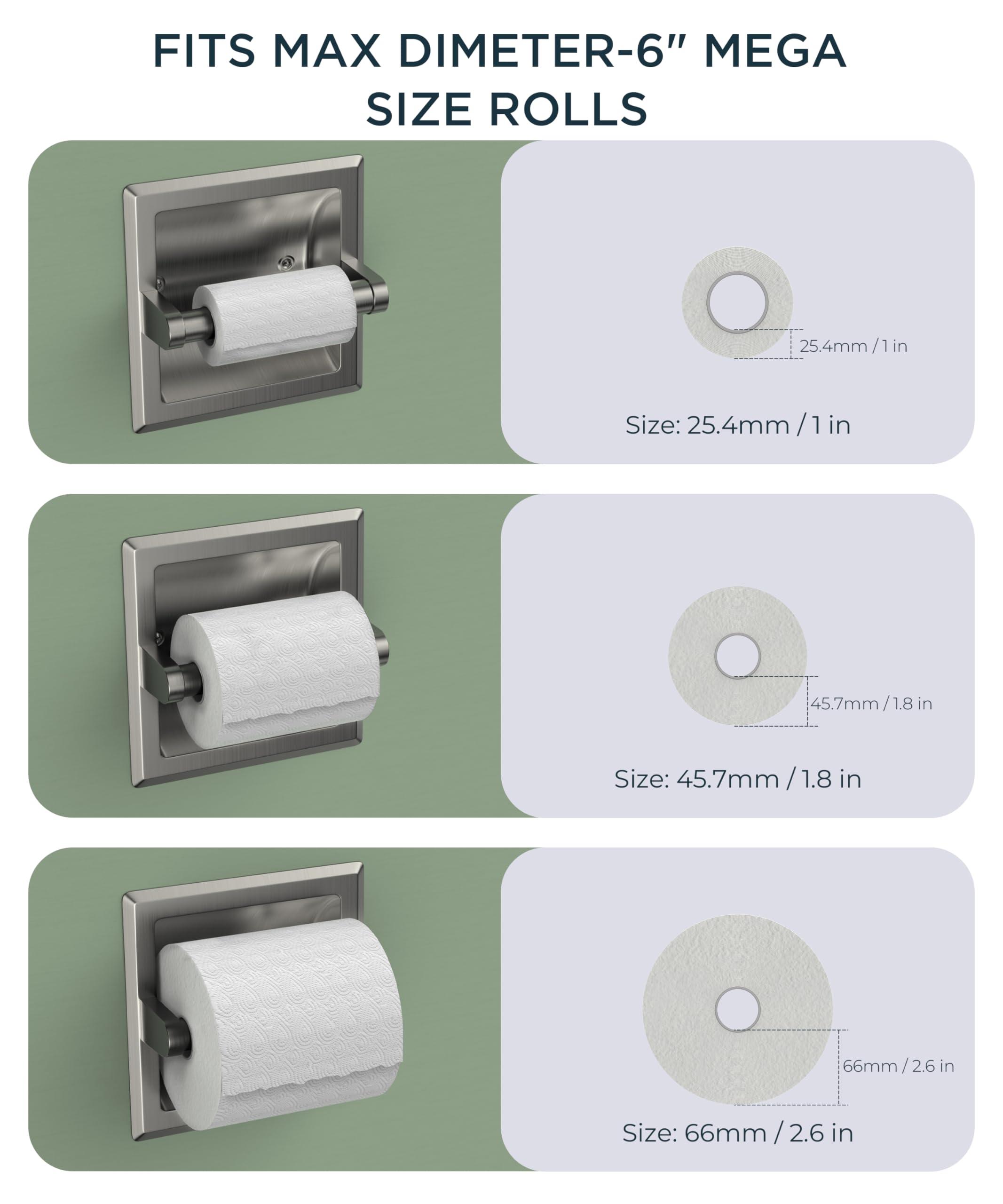 FORIOUS Recessed Toilet Paper Holder, Stainless Steel Durable Tissue Roll Holder Wall Mount for Bathroom Space Saving Design with Mounting Bracket, Wall Toilet Paper Dispenser Insert, Brushed Nickel - Image 7