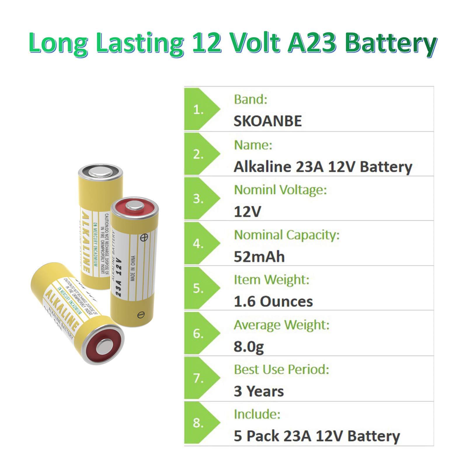 KaPonsec 5 Pack Alkaline L1028F 23A 12 Volt Batteries for Celling Fan and Remote - Image 2