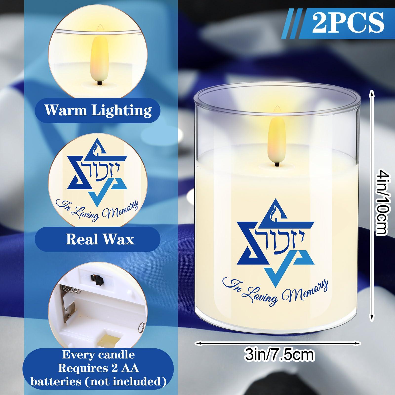 VIHOSE 2 Pcs Electric Memorial Candle LED Yahrzeit Candle for Loss of Loved One Sympathy Yizkor Flameless Candles Battery Powered Gift for Prayers Yom Kippur Chanukah Funeral Decoration - Image 2