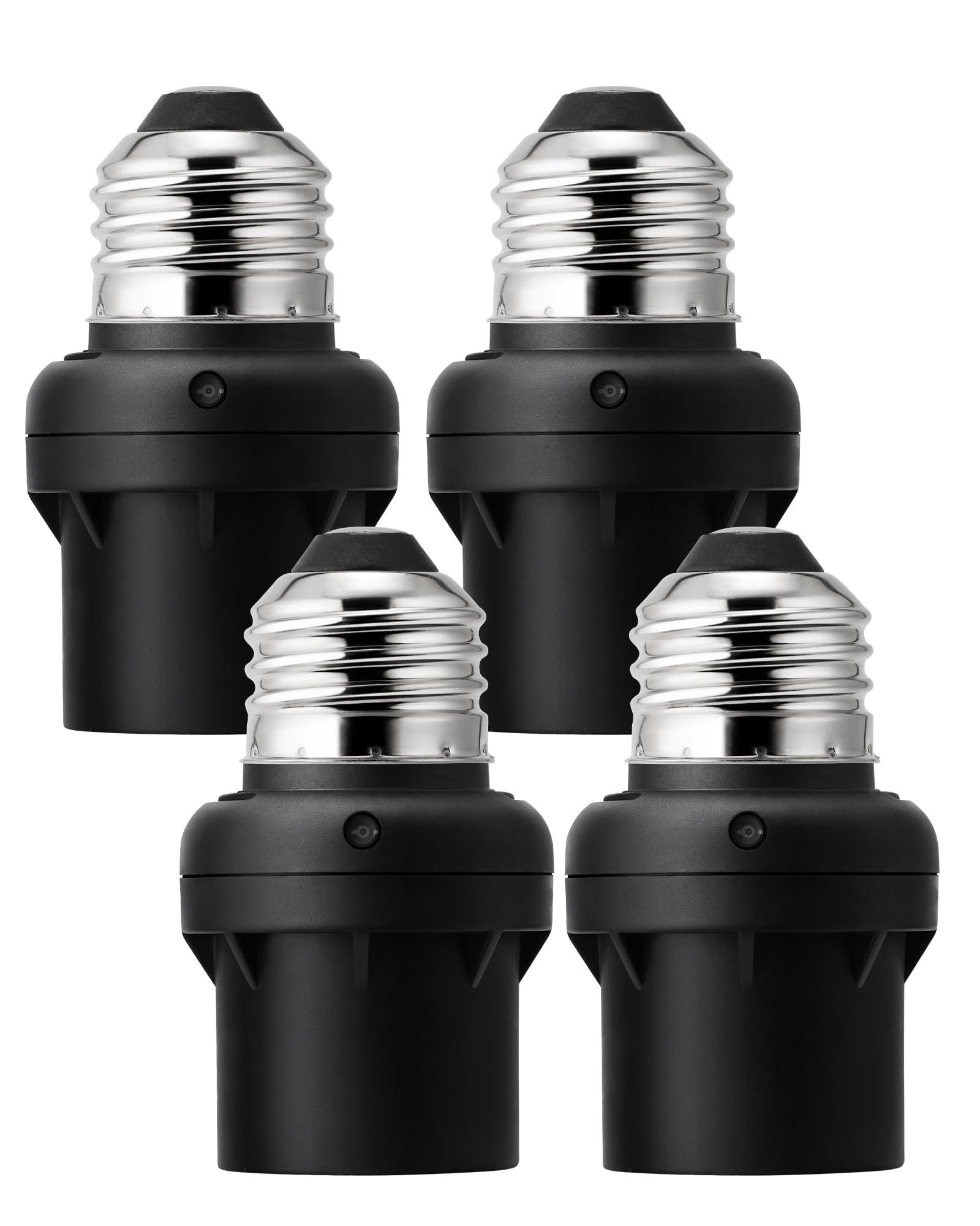 DEWENWILS Light Sensor Socket, Dusk to Dawn Sensor Socket, Light Bulb Socket for Light Fixtures, Compatible with Incandescent/CFL/LED/Halogen Bulbs, 4 Pack