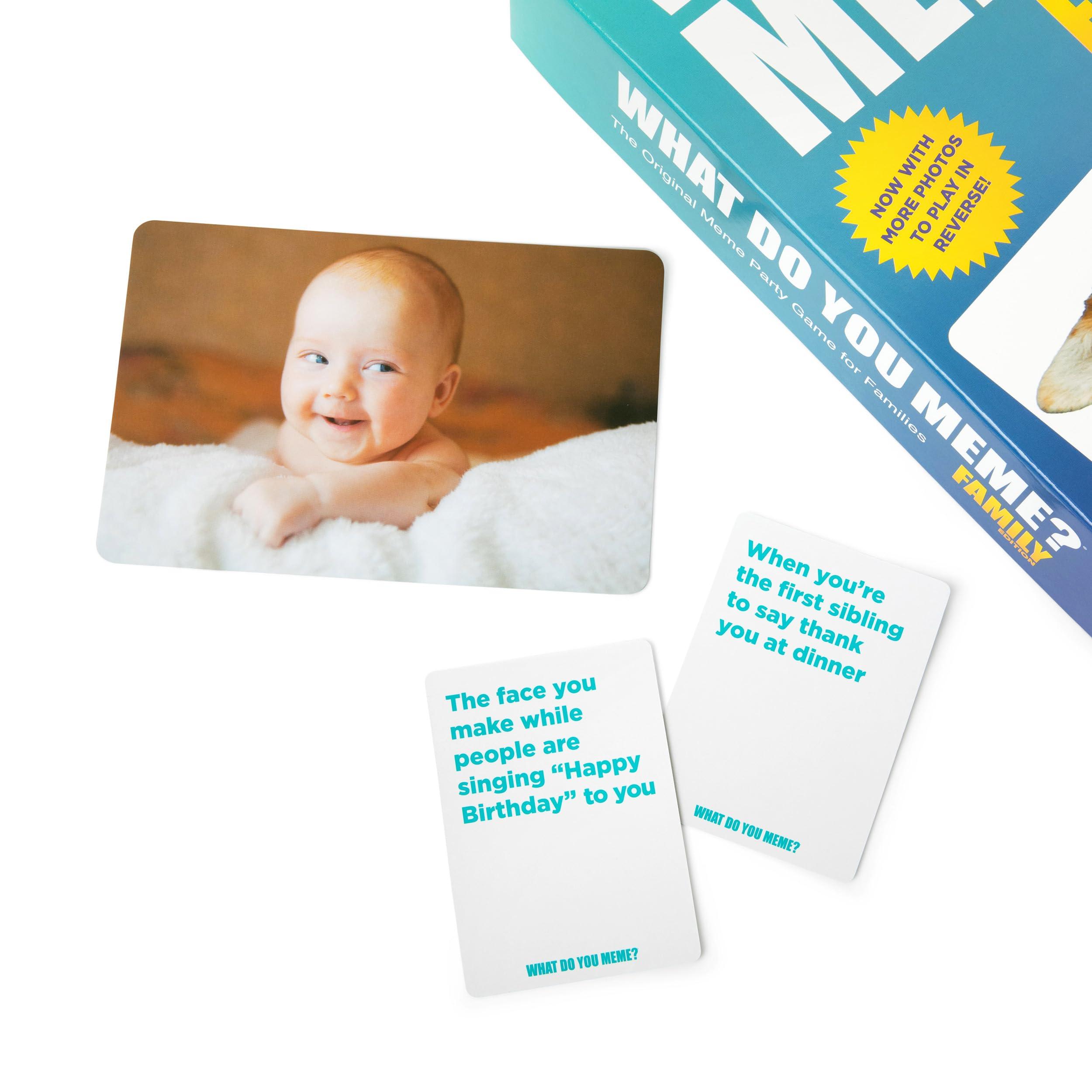 WHAT DO YOU MEME? Family Edition by Relatable, Now with Refreshed Content - Kids Games 8+, Family Games for Kids and Adults, The TikTok Viral Sensation, Includes 300 Caption Cards, 108 Photo Cards - Image 9