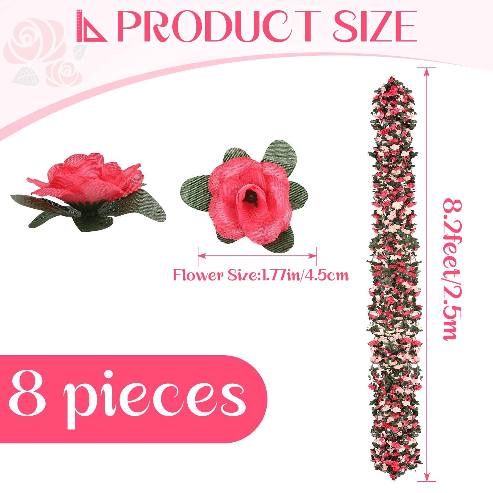 8 Pcs 65.6FT Flower Garland,Rose Garland,PinkFlower Vines for Decoration, Wedding, Garden, Wall Decoration,Backdrop,Bedroom,Birthday Party - Image 3