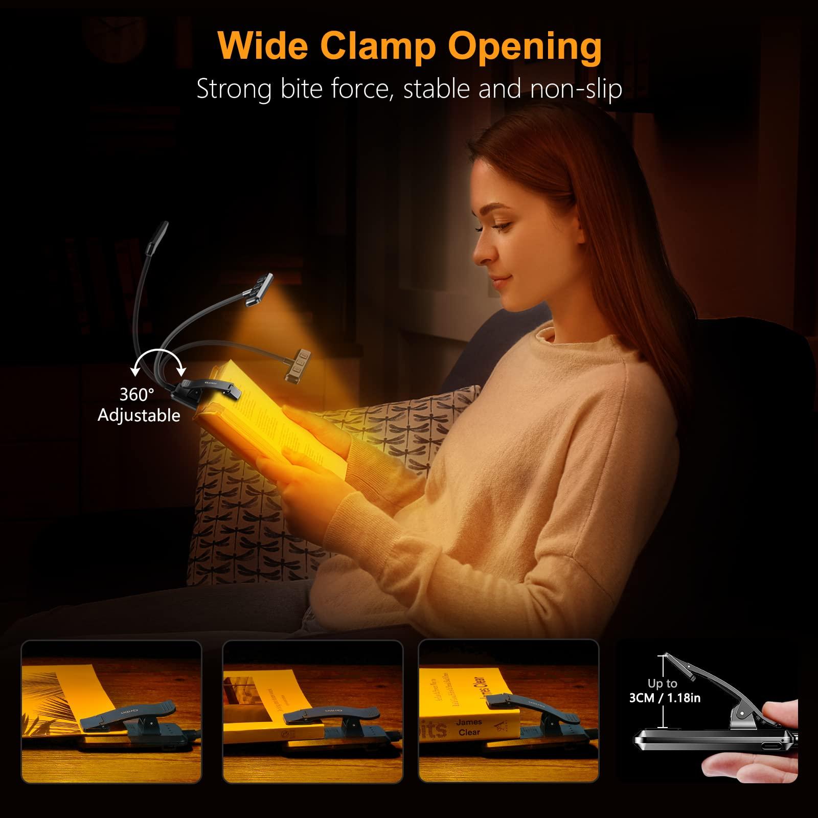 Gritin 19 LED Rechargeable Book Light for Reading in Bed with Memory Function- Eye Caring 3 Color Temperatures,Stepless Dimming Brightness,80 Hrs Runtime Lightweight Clip on Light for Book Lovers - Image 6