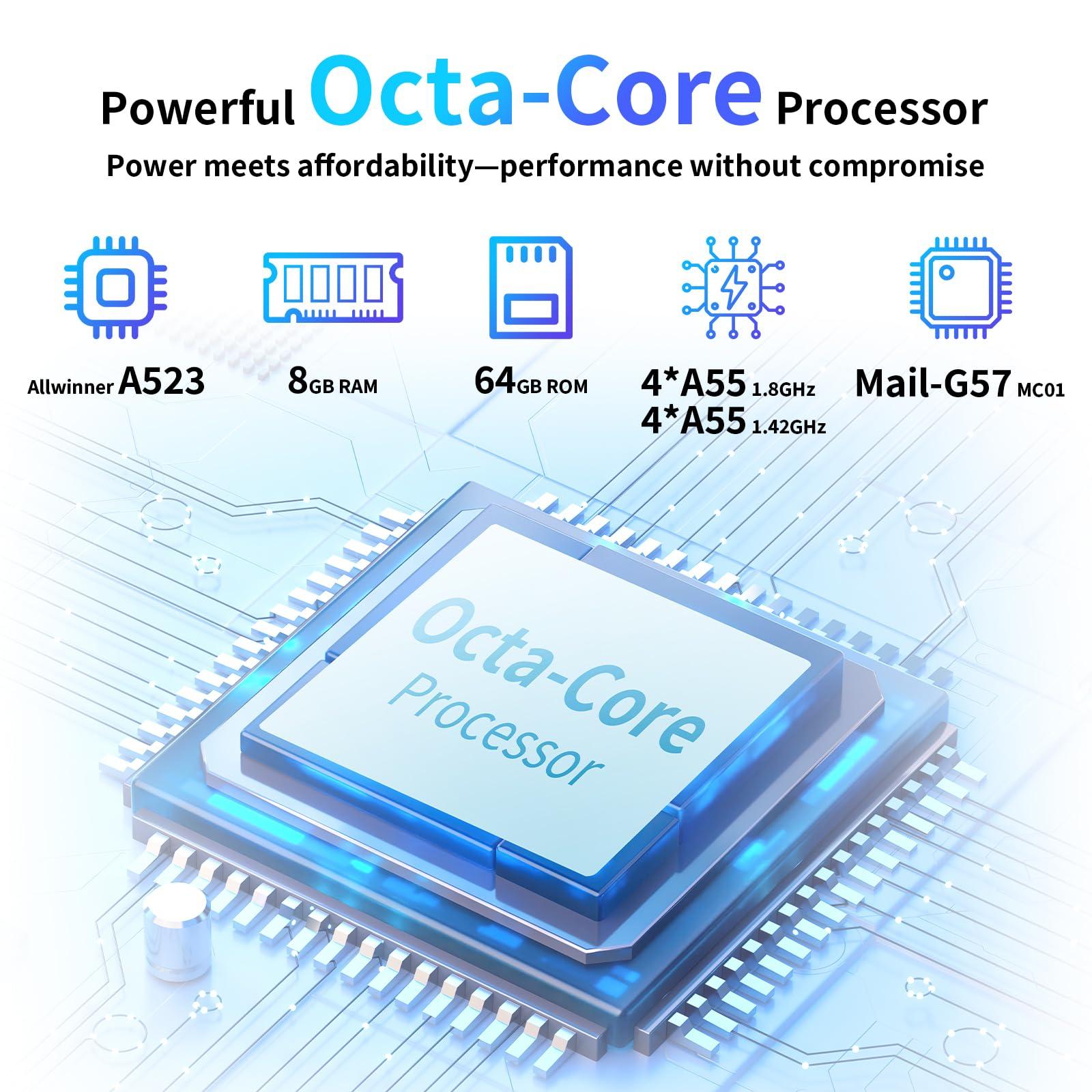 AWOW Tablet 10 inch with Keyboard: Android 14 8GB+64GB Widevine L1 8-Core CPU Tablet PC 7000mAh Battery Face Recognition Metal Body with Keyboard, Mouse, Type C, Adapter, Case, OTG Adapter, Pen - Image 6