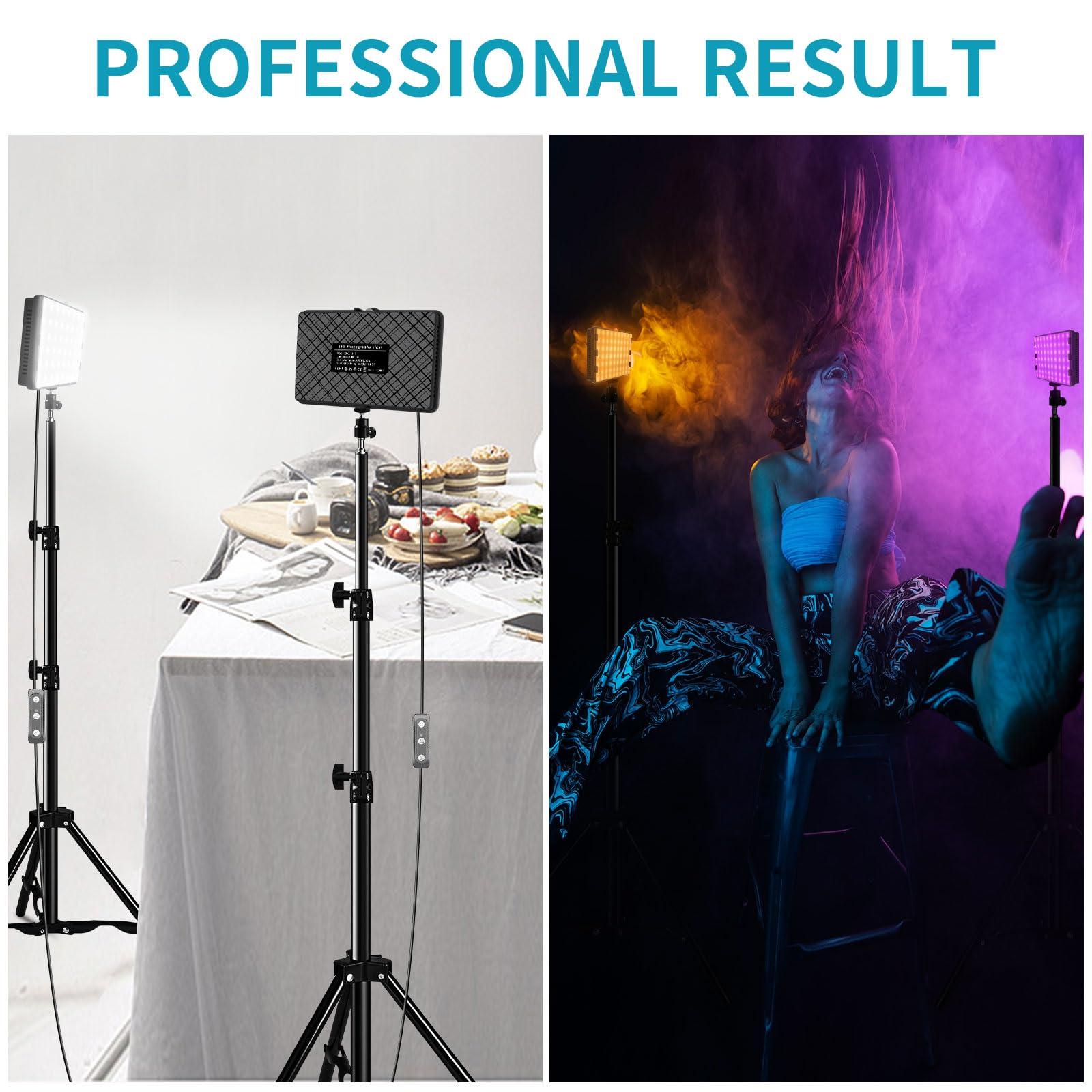 LED Video Light Kit 2Pcs, Hagibis Studio Lights 18 Color Filters for Photography Lighting with Adjustable Tripod Stand Streaming Lights for Photo Camera Recording Computer Zoom Stream TikTok YouTube - Image 7