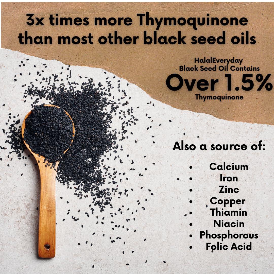 Organic Black Seed Oil - USDA Certified Cold Pressed Glass Bottle Over 1.5% Thymoquinone 3X strength Turkish Black Cumin Nigella Sativa non-GMO 100% Pure Blackseed Oil (32oz Glass (2X16) Bottle) - Image 3