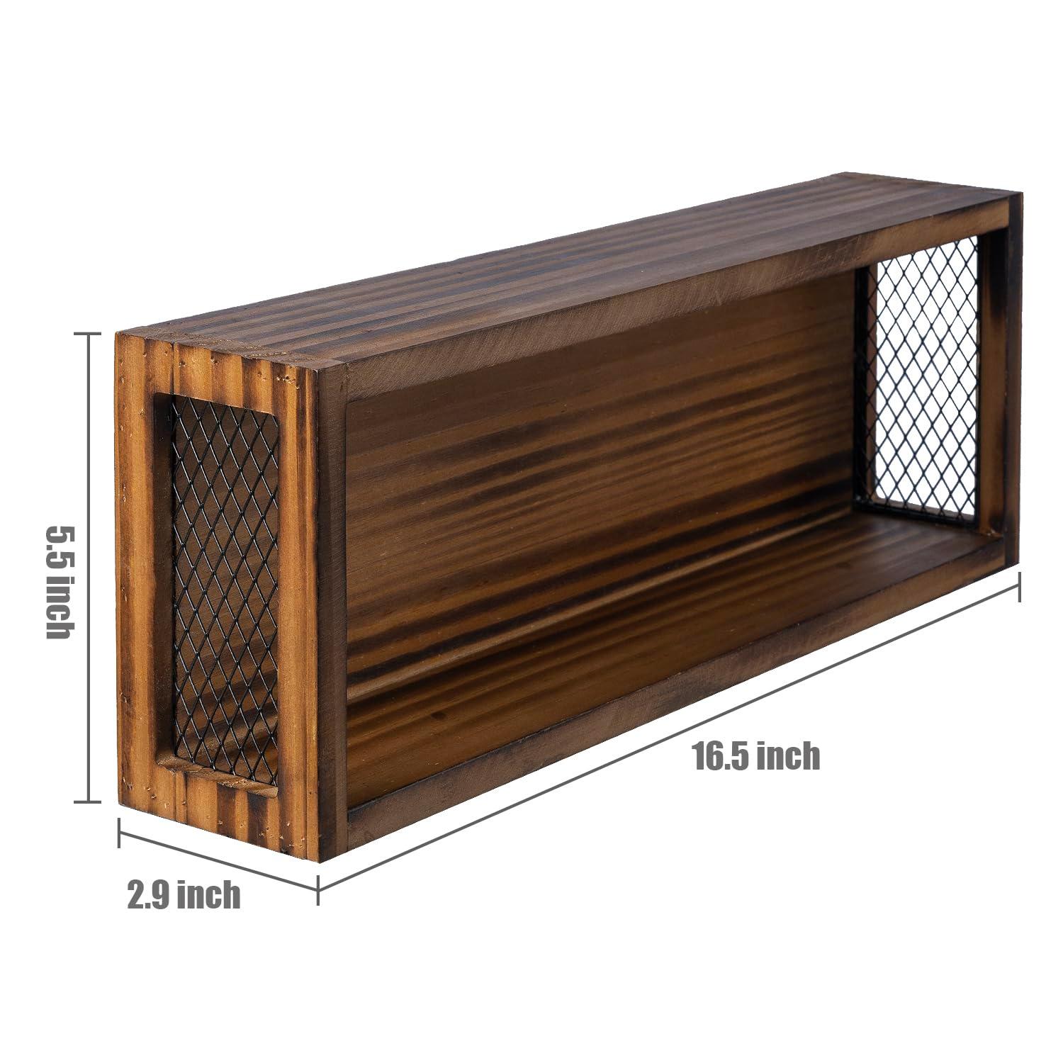 FARM IN Cassette Tape Storage, Farmhouse Style Cassette Rack Towe for Table or Wall Mount, Rustic Solid Burnt Wood & Diamond Metal Wire Mesh - Image 3