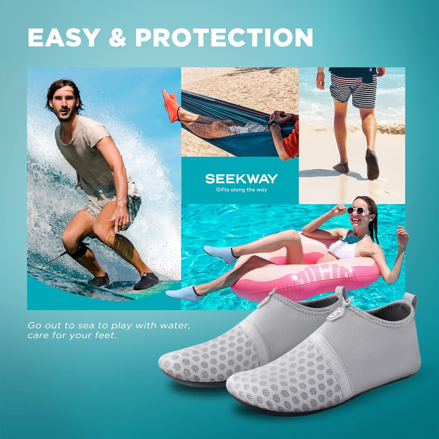 SEEKWAY Water Shoes Quick-Dry Aqua Socks Barefoot Slip-on for Beach Pool Swim River Yoga Lake Surf Women Men Black SK001 - Image 6
