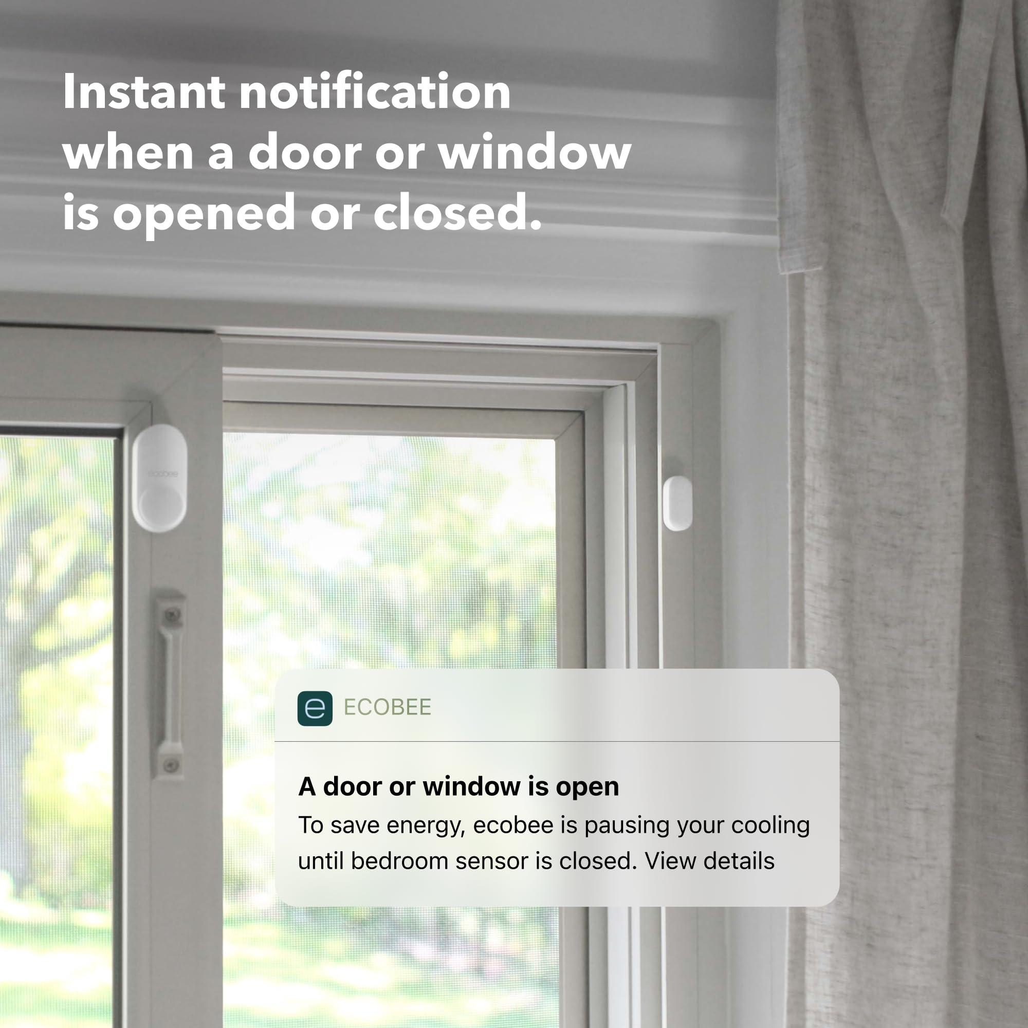 ecobee Smart Sensor for Doors & Windows 2 Pack - Wifi Contact Sensor for Home Security, Energy Savings - Compatible with Smart Thermostats - Temperature sensor, white - Image 4