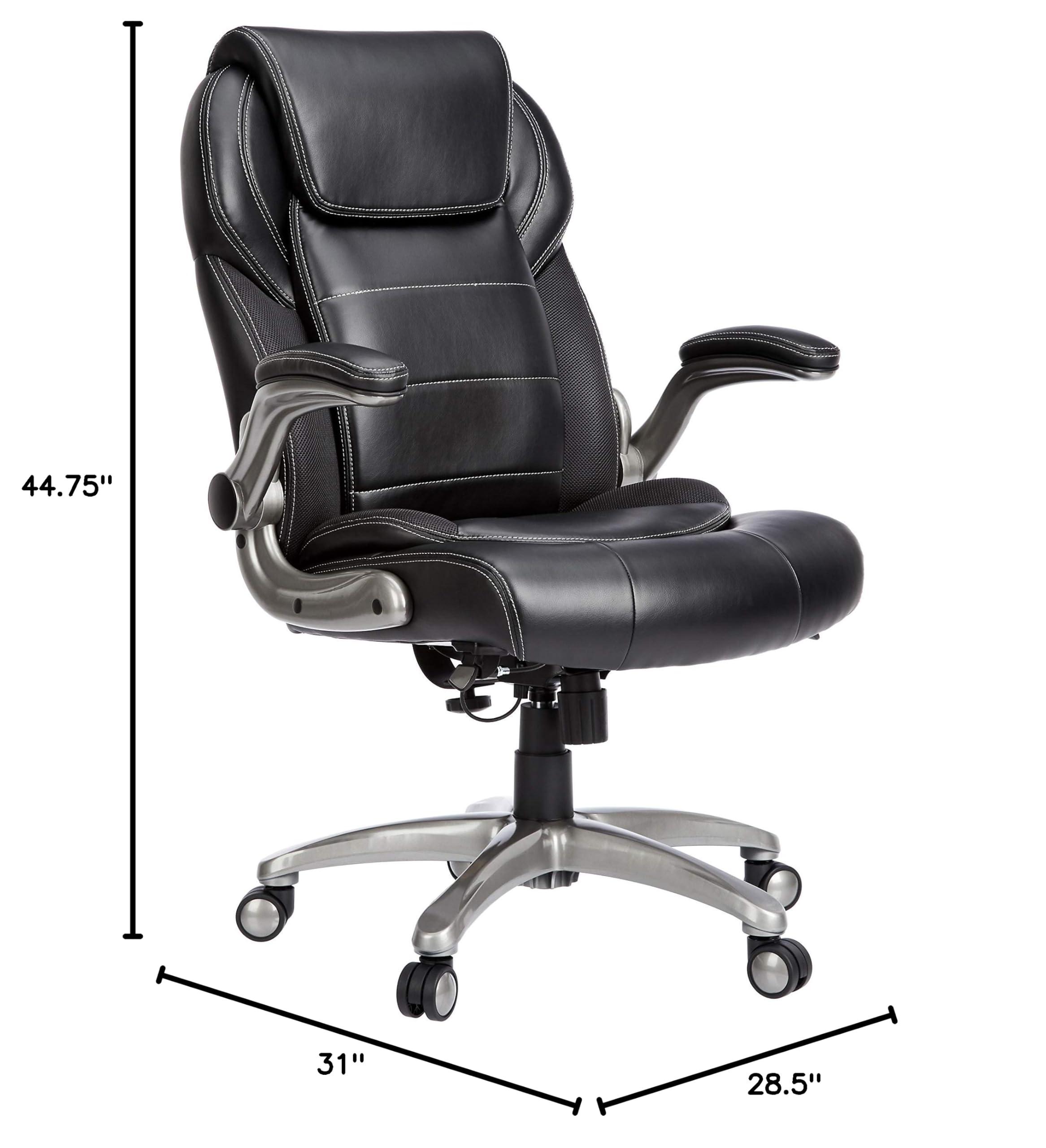 Amazon Basics Ergonomic High-Back Office Chair with Flip-Up Arms and Lumbar Support, 29.5"D x 27.5"W x 44.75"H, Black - Image 3