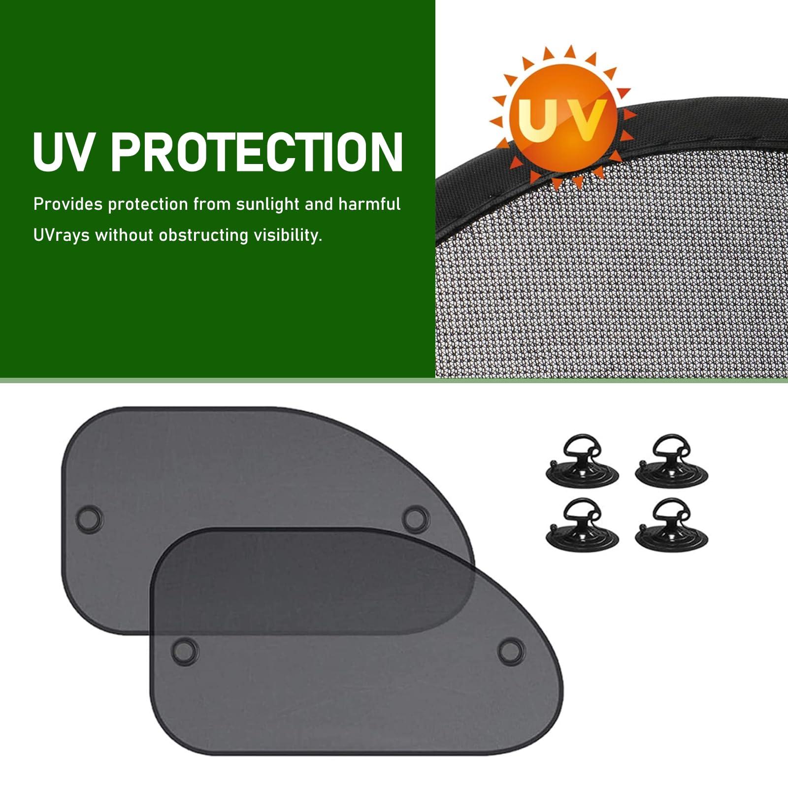 Tesnaao 2 PCS Car Side Window Sun Shade with Suction Cup, 26In x 15In Vehicle Window Covers, Universal Automotive Window Thermal Protectors Accessories for Truck SUV Car (Black) - Image 4