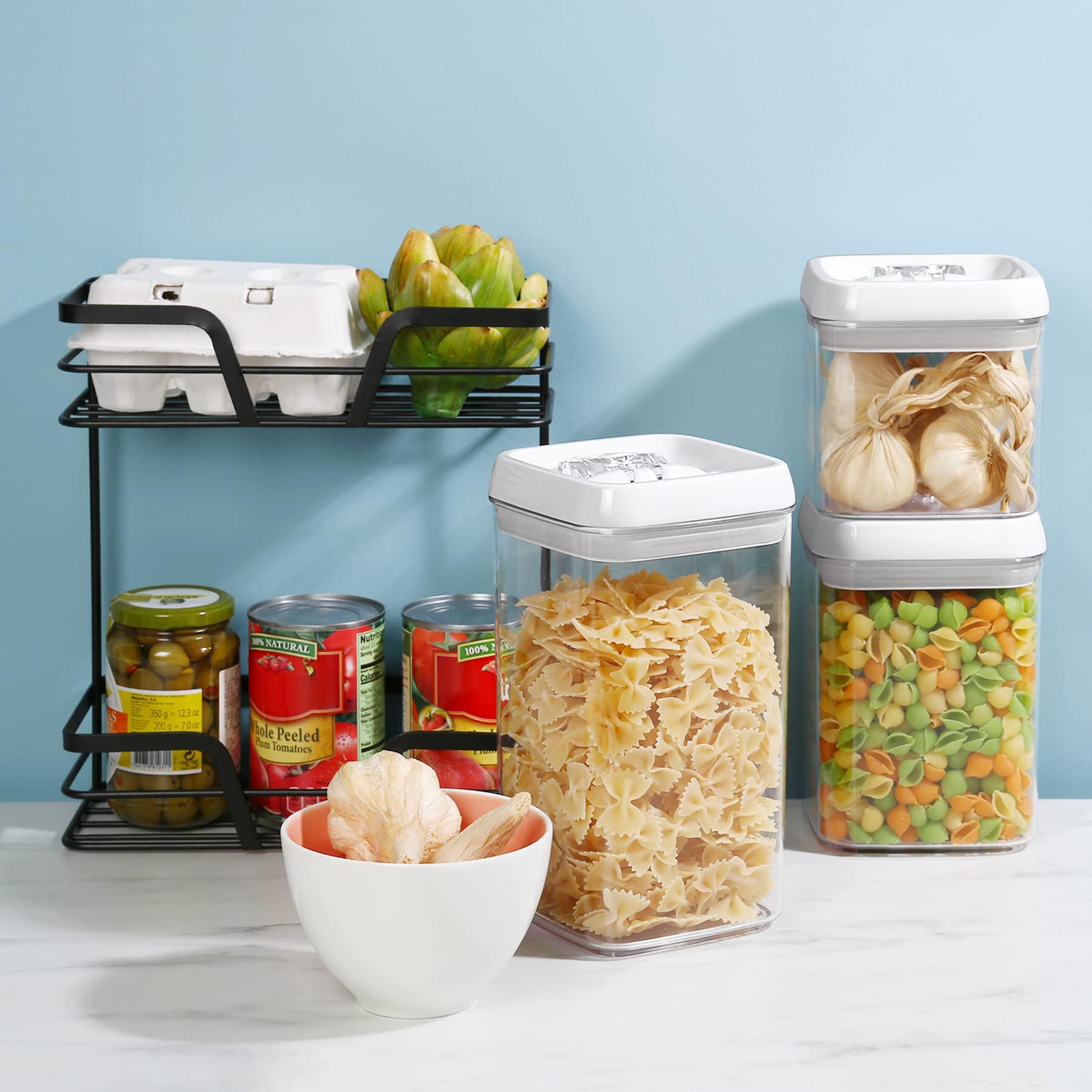 Felli Flip Tite Food Storage Containers With Lid 5" LARGE Airtight Ring Lock Flip Top, Square Acrylic Canister Jar for Rice Sugar Flour Protein Powder, Kitchen Pantry Organizer, Gift Set (1.8qt) - Image 8