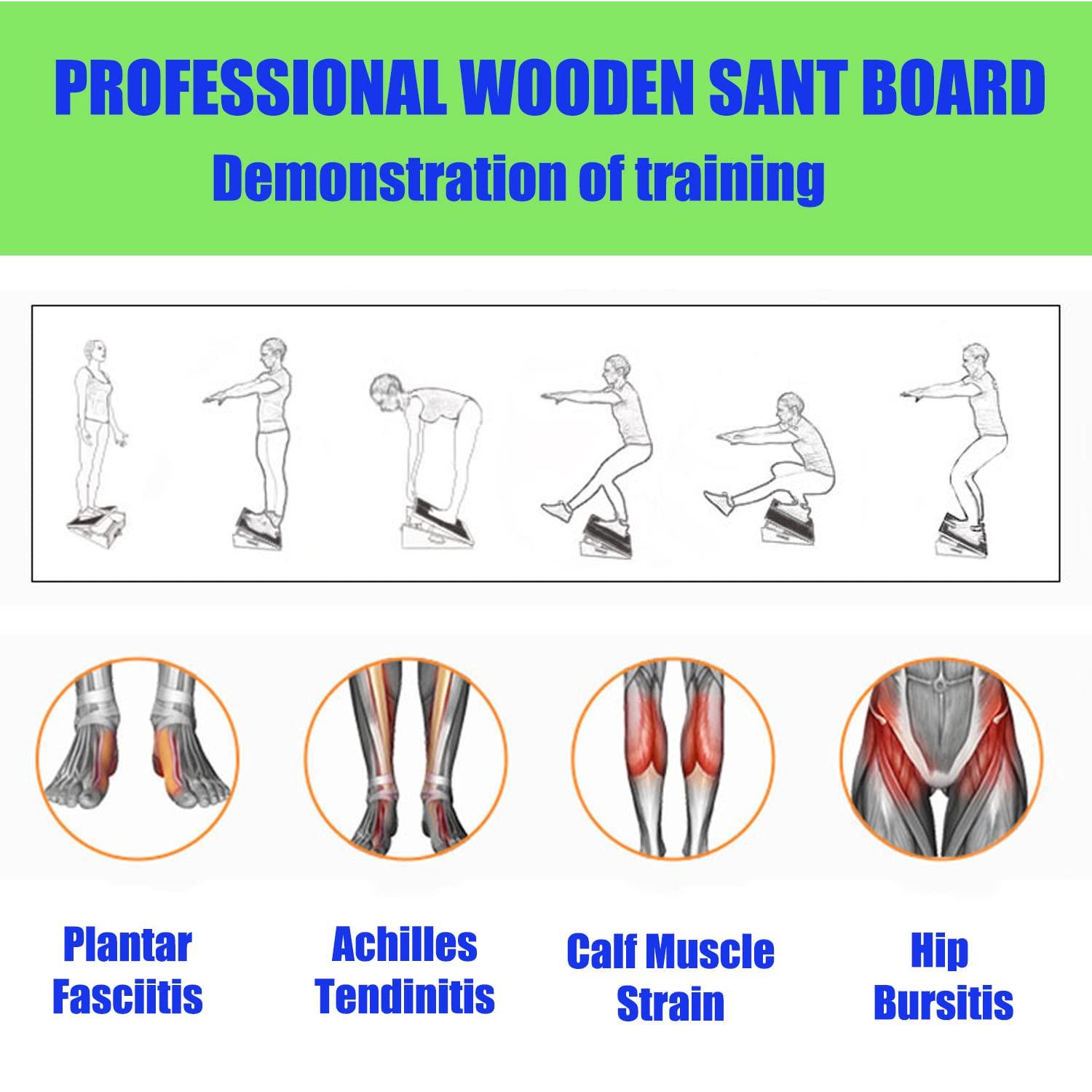Slant Board for Calf Stretching Squats Calf Stretcher Incline Stretch Adjustable Wooden Wedge Footrest Professional for Knees Ankle Heel Feet Leg - Image 6