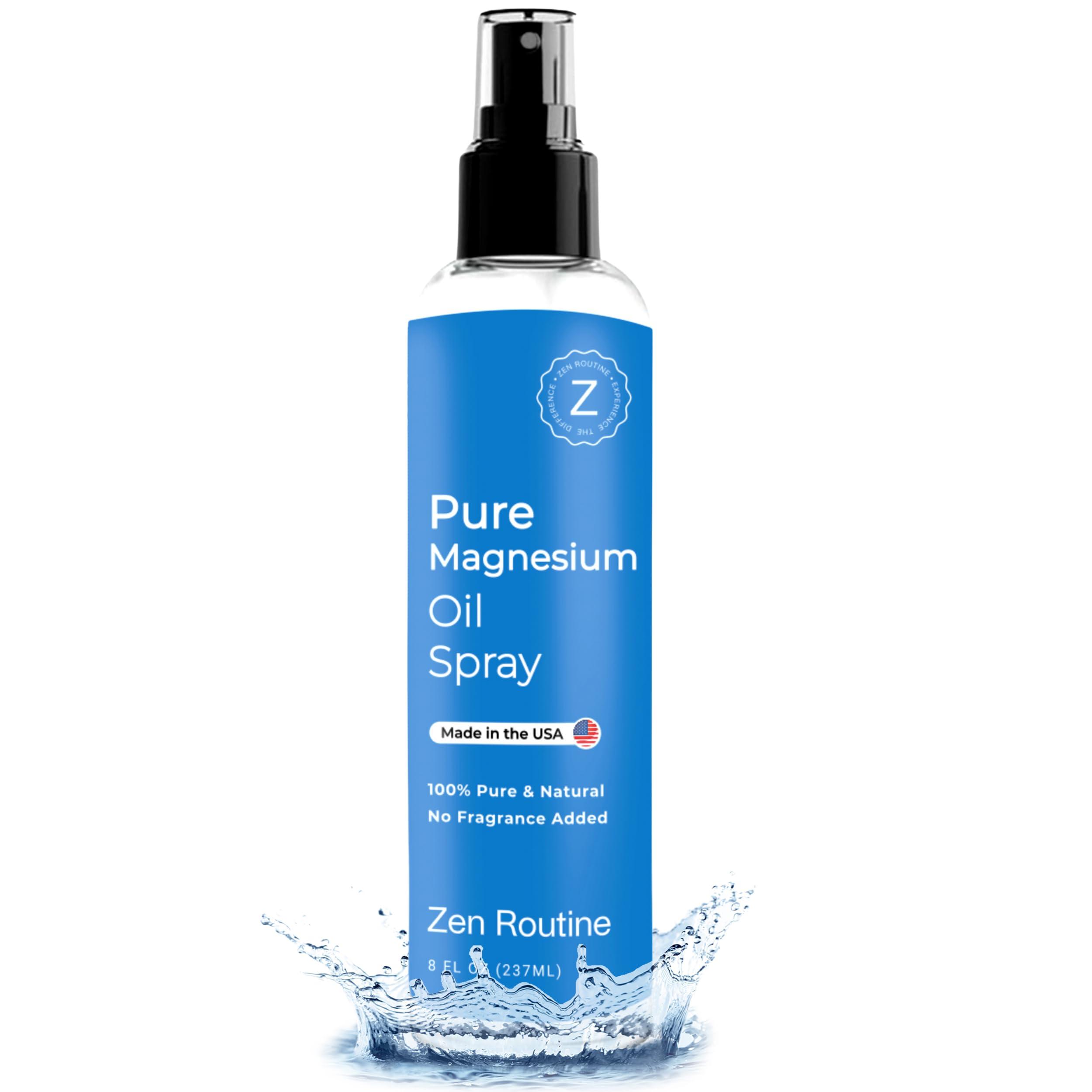 Zen Routine Organic Magnesium Oil Spray for Feet (8 fl oz/237ml) (1 Pack) – Relaxing Muscle & Joint Relief – Fast-Absorbing Natural Magnesium Spray