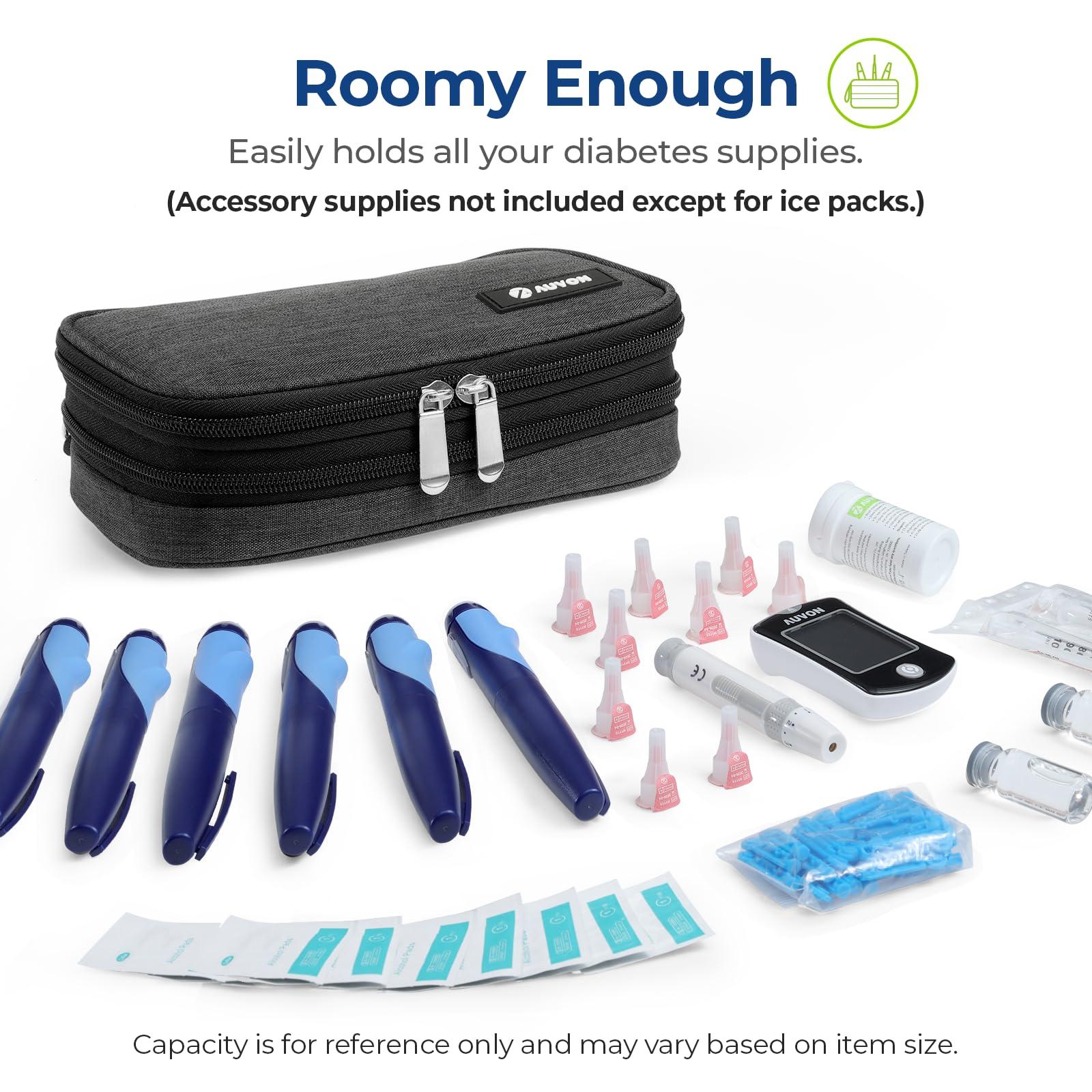 AUVON Insulin Cooler Travel Case, Expandable Insulated Diabetic Bag with 2 * 180g Ice Packs for Double Cooling Time, Portable Medication Cooler Bag for Insulin Pens and Blood Glucose Monitor Supplies - Image 3