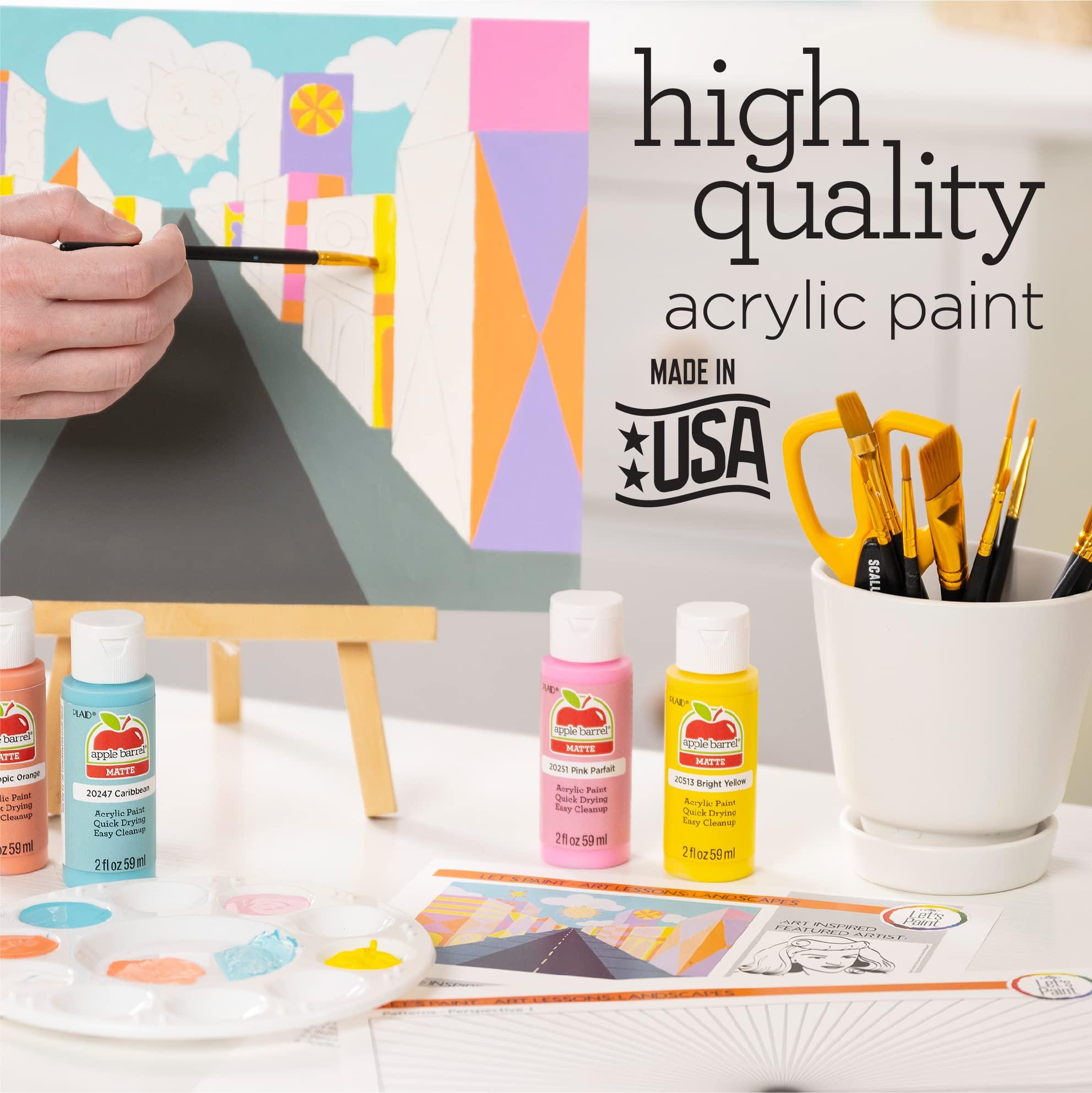 Apple Barrel Art Lessons Paint and Brush Set, 34 pc Kit Including 23 2 fl oz Apple Barrel Acrylic Paint Colors, 1 2 fl oz bottle of Mod Podge Matte, 10 FolkArt Brushes, 6 Video Lessons And More - Image 7