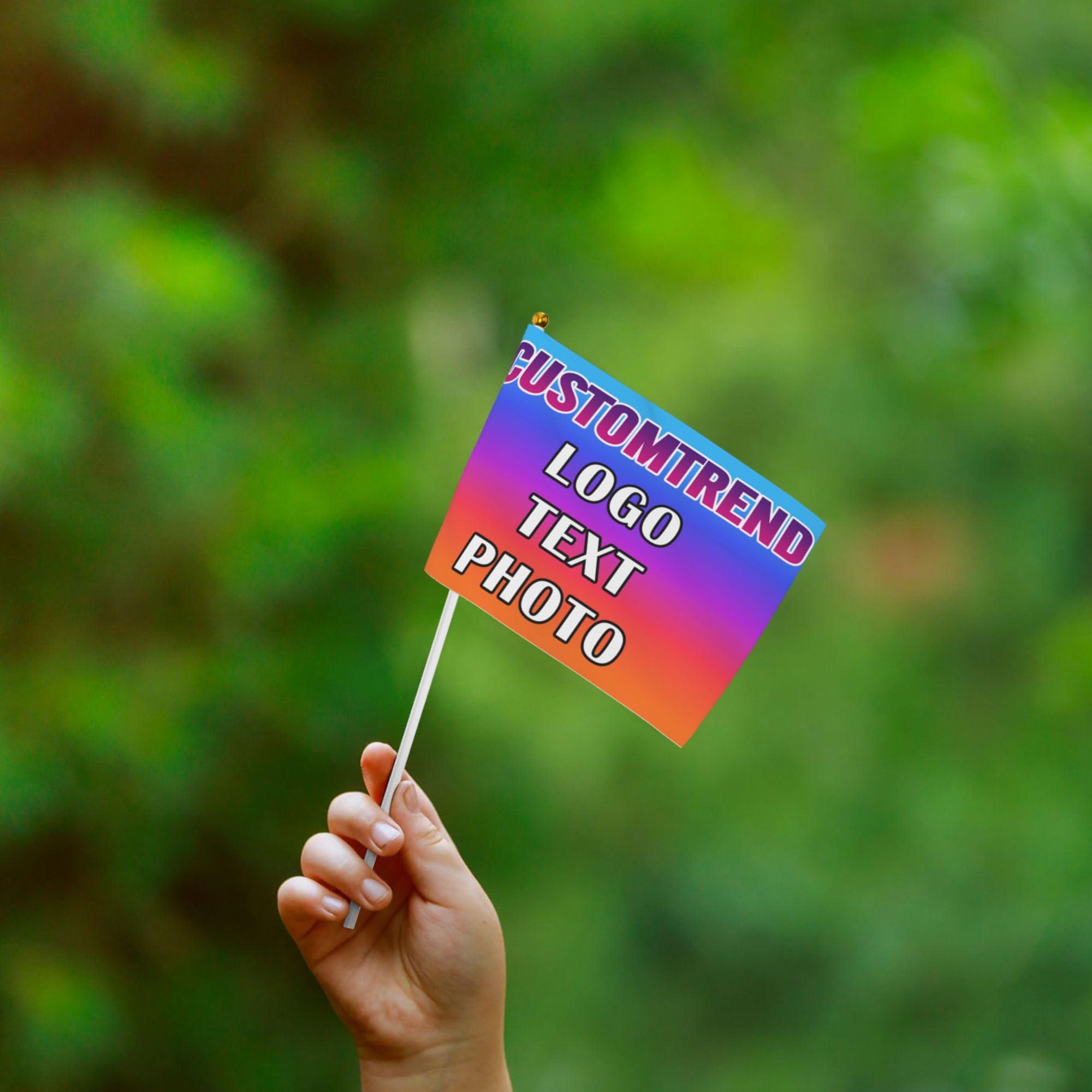 Custom Handheld Flag Small with Pole 6-500 Pcs Personalized Stick Flag Double-sided Mini Flags Banners Customized Deign Your Own Photo Text Logo 4x6 Inch - Image 7