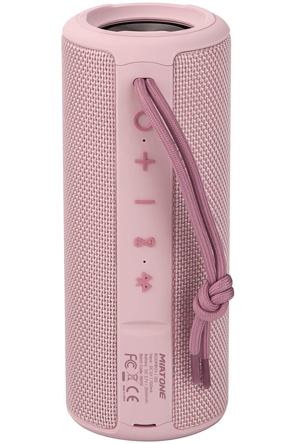 MIATONE Boombox Outdoor Portable Bluetooth Speaker Waterproof Wireless Speakers Gifts for Women Mothers Mom Wife Her - Pink