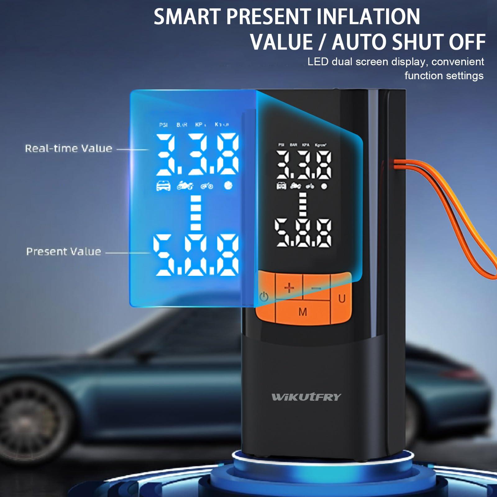 Tire Inflator Portable Air Compressor, 15000mAh and 150PSI Car Tire Pump with Pressure Display for Cars, Motorcycles, Bicycles, Ball Bikes with Tire Pressure Gauge, Dual-Use Type - Image 4