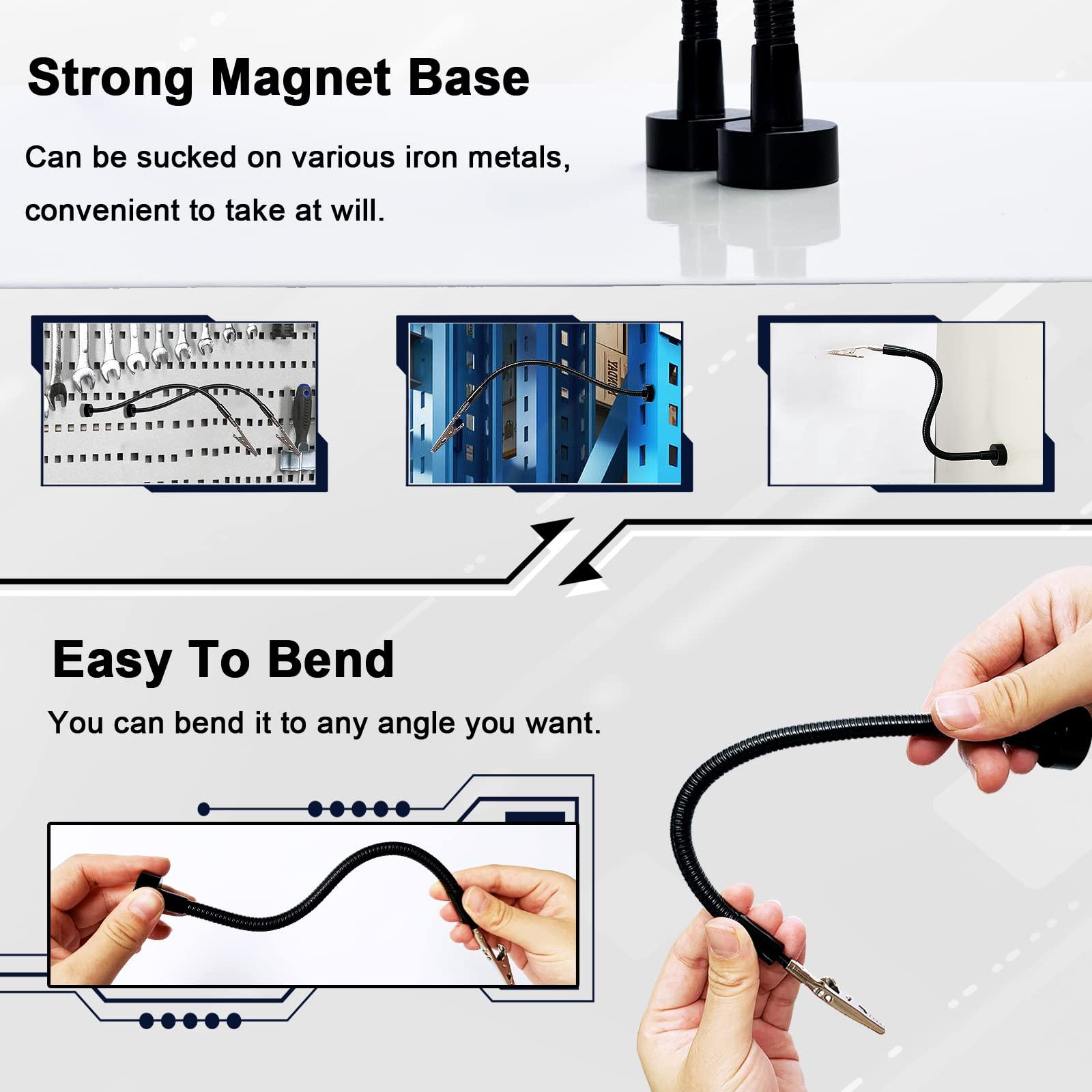 4 Pack Magnetic Helping Hands Soldering,Flexible Gooseneck Metal Arms for Automobile Electronics Soldering jewelry, Painting Art Crafts Hobby with Adjustable Alligator Clips - Image 4