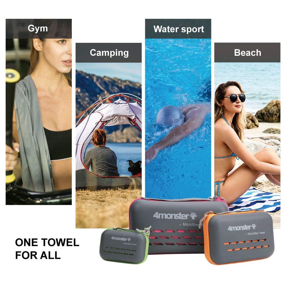 4Monster Camping Towels Super Absorbent, Fast Drying Microfiber Travel Towel, Quick Dry Ultra Soft Compact Gym Towel for Swimming Beach Hiking Yoga Travel Sports Backpack (20.00" x 12.00", Rose) - Image 9