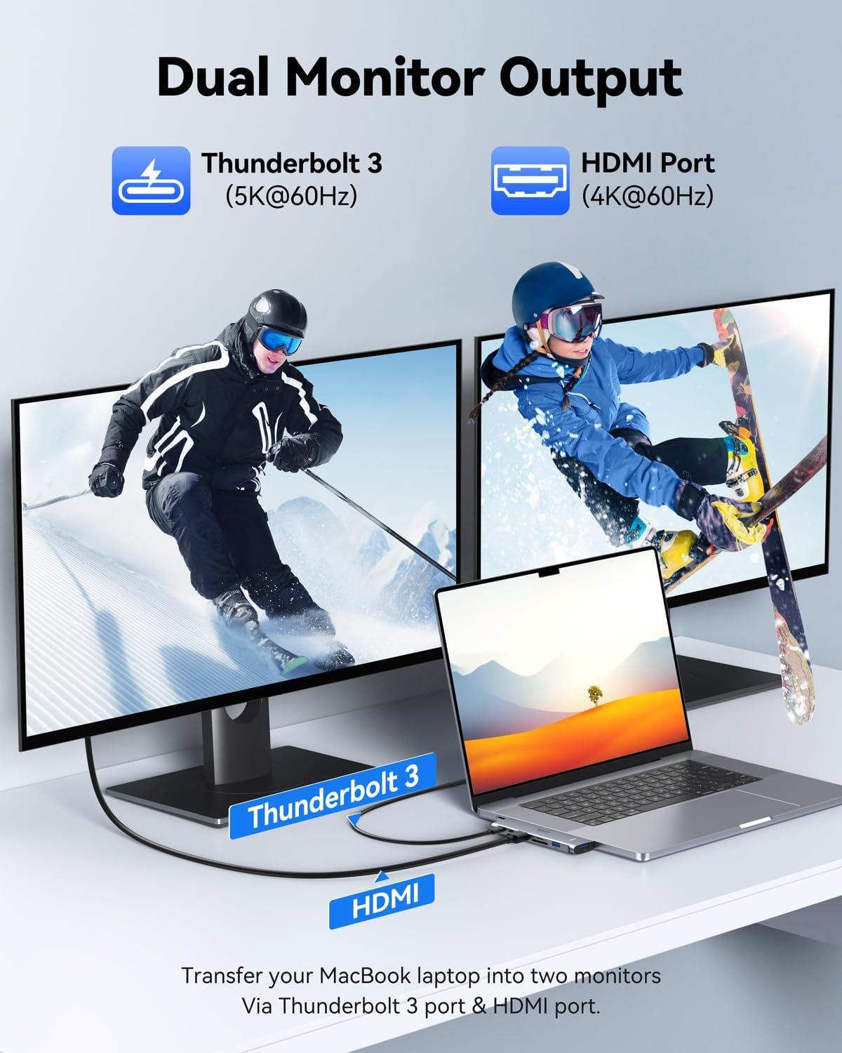 USB C Adapter HDMI Hub for MacBook Pro/Air M1 M2 M3 2024 2023 13" 15" 16",Mac USB Adapter 7-in-2, MacBook Accessories with HDMI,Thunderbolt 3, USB C and 2 A 3.0 Data Ports, SD&microSD Card Reader - Image 4