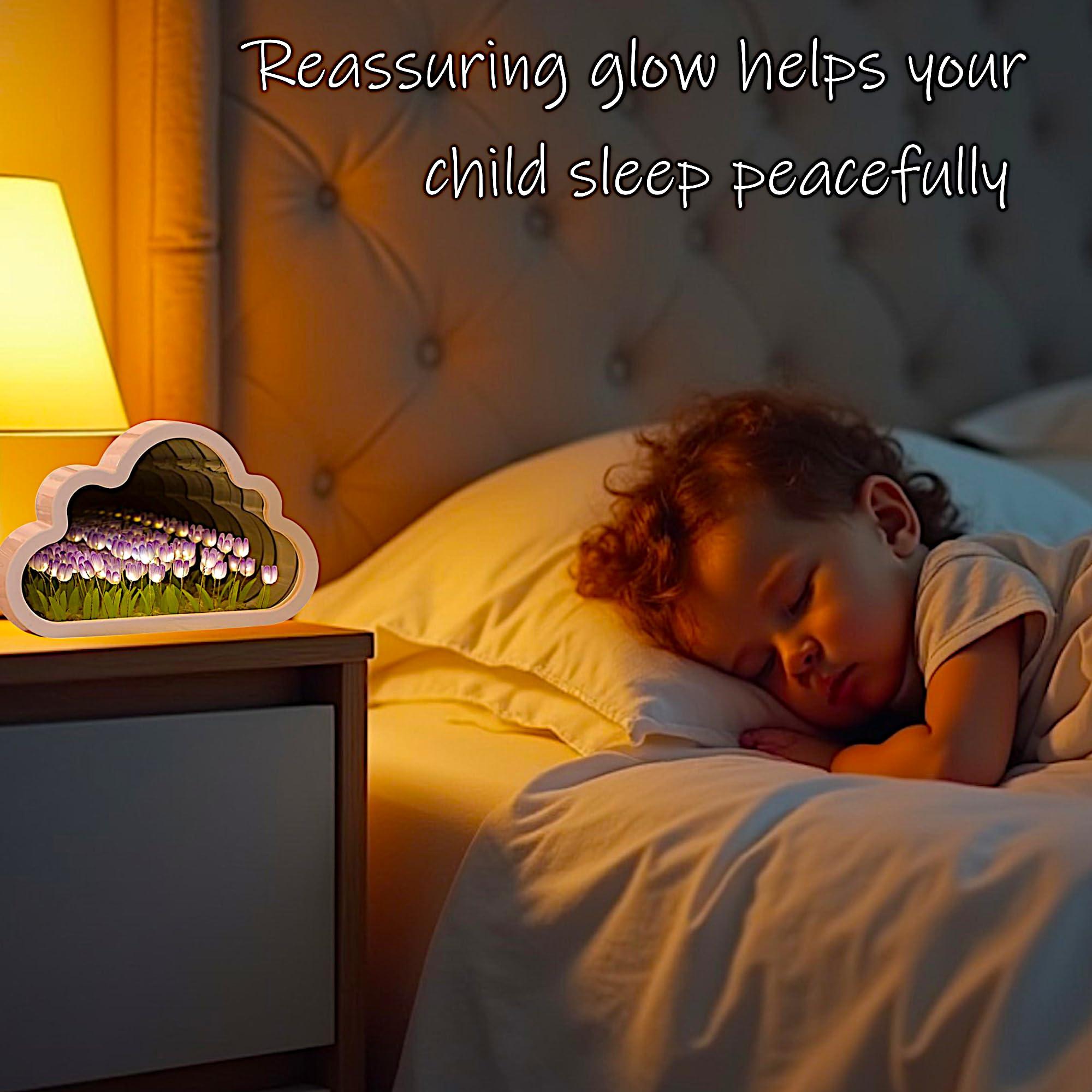 ALYMACK Handmade Tulip Lamp Fully Assembled - Flower Night Light Cuteness Lamps - Tulip and Rose Infinity Mirror in a Glass - Gift for Women or Girl - Lampara de Tulipanes Infinitos (Purple, USB) - Image 6