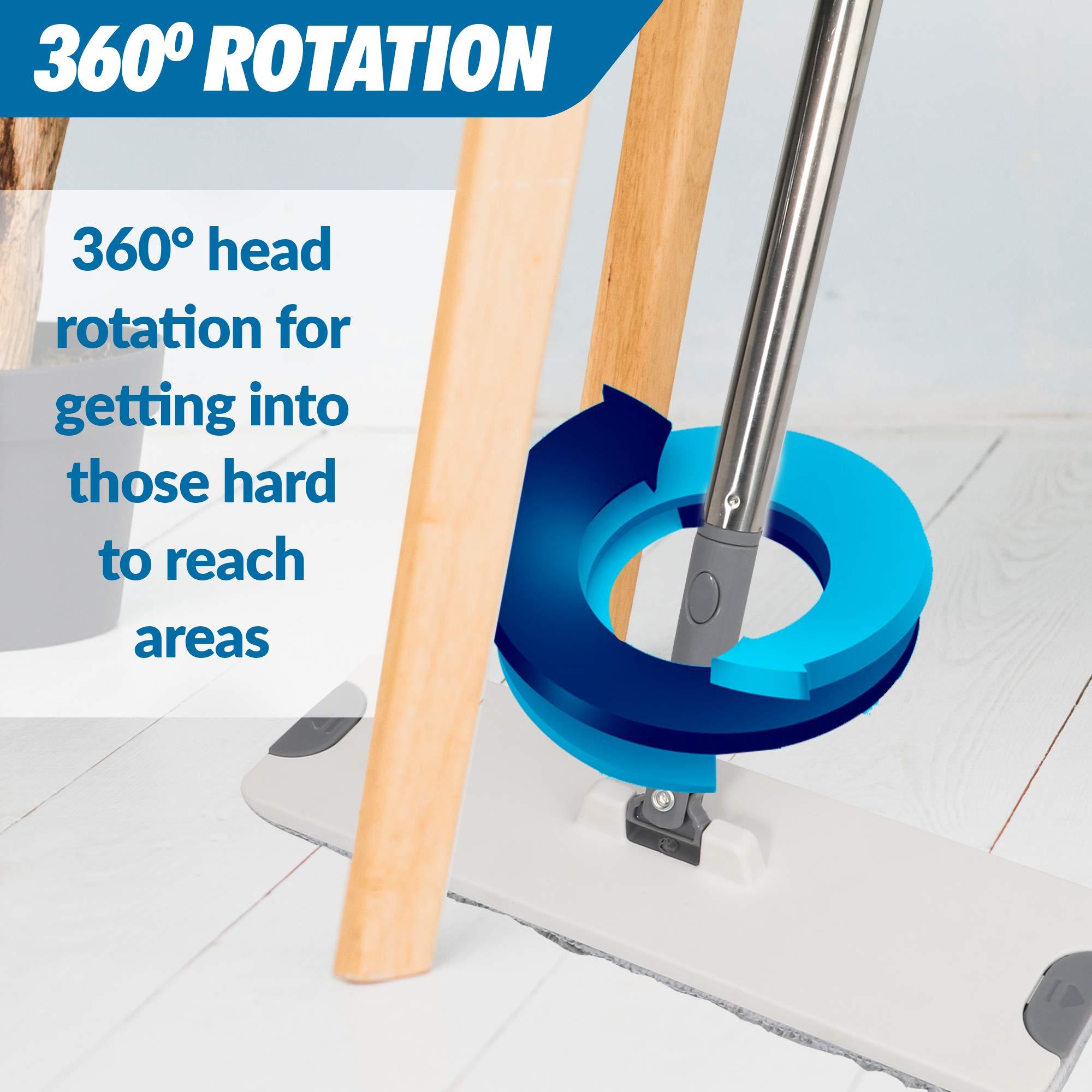 X3 Mop, Separates Dirty and Clean Water, 3-Chamber Design, Flat Mop and Bucket Set, Hands Free Home Floor Cleaning, 3 Reusable Microfiber Mop Pads Included - Image 7