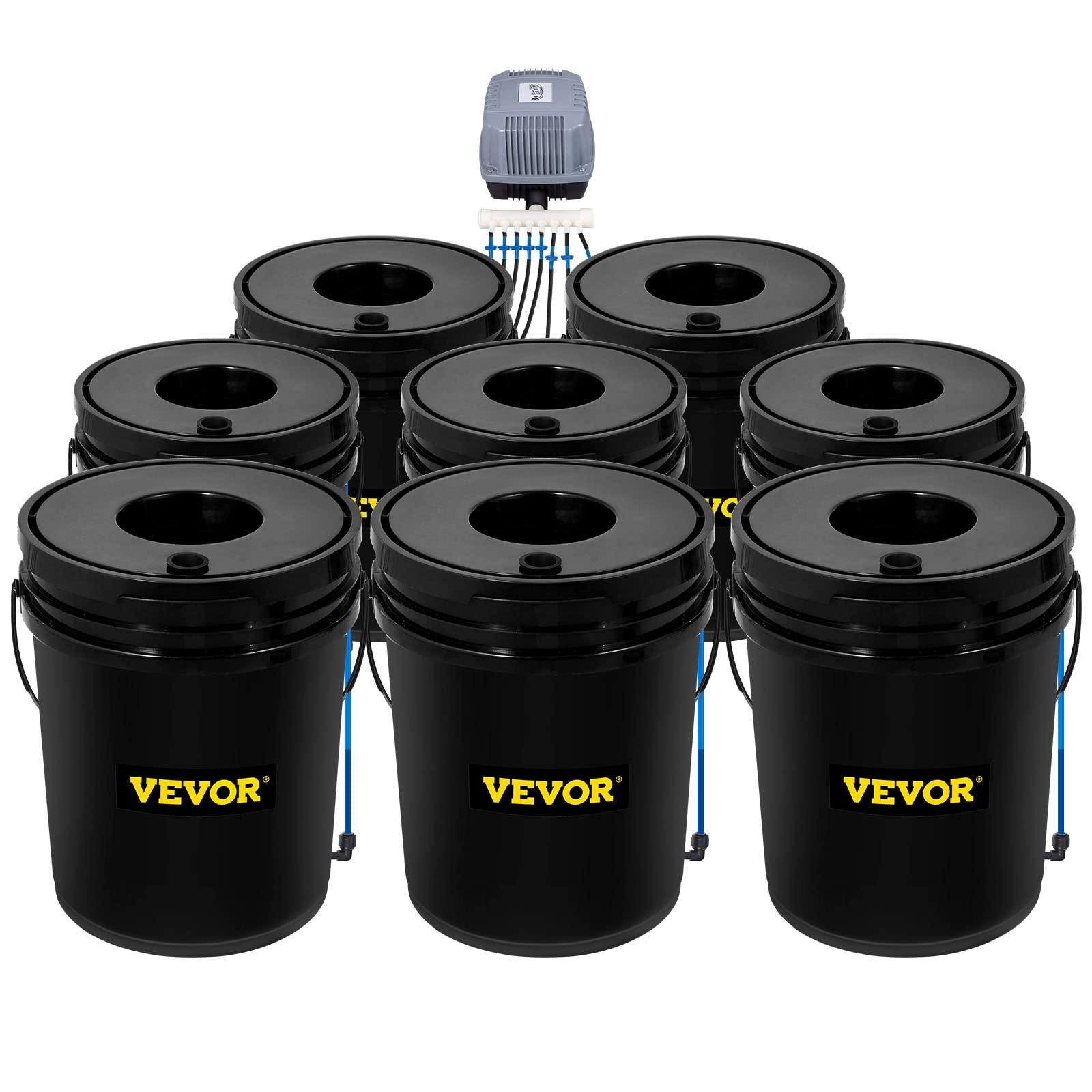 VEVOR DWC Hydroponic System, 5 Gallon 8 Buckets, Deep Water Culture Growing Bucket, Hydroponics Grow Kit with Pump, Air Stone and Water Level Device, for Indoor/Outdoor Leafy Vegetables - Image 10