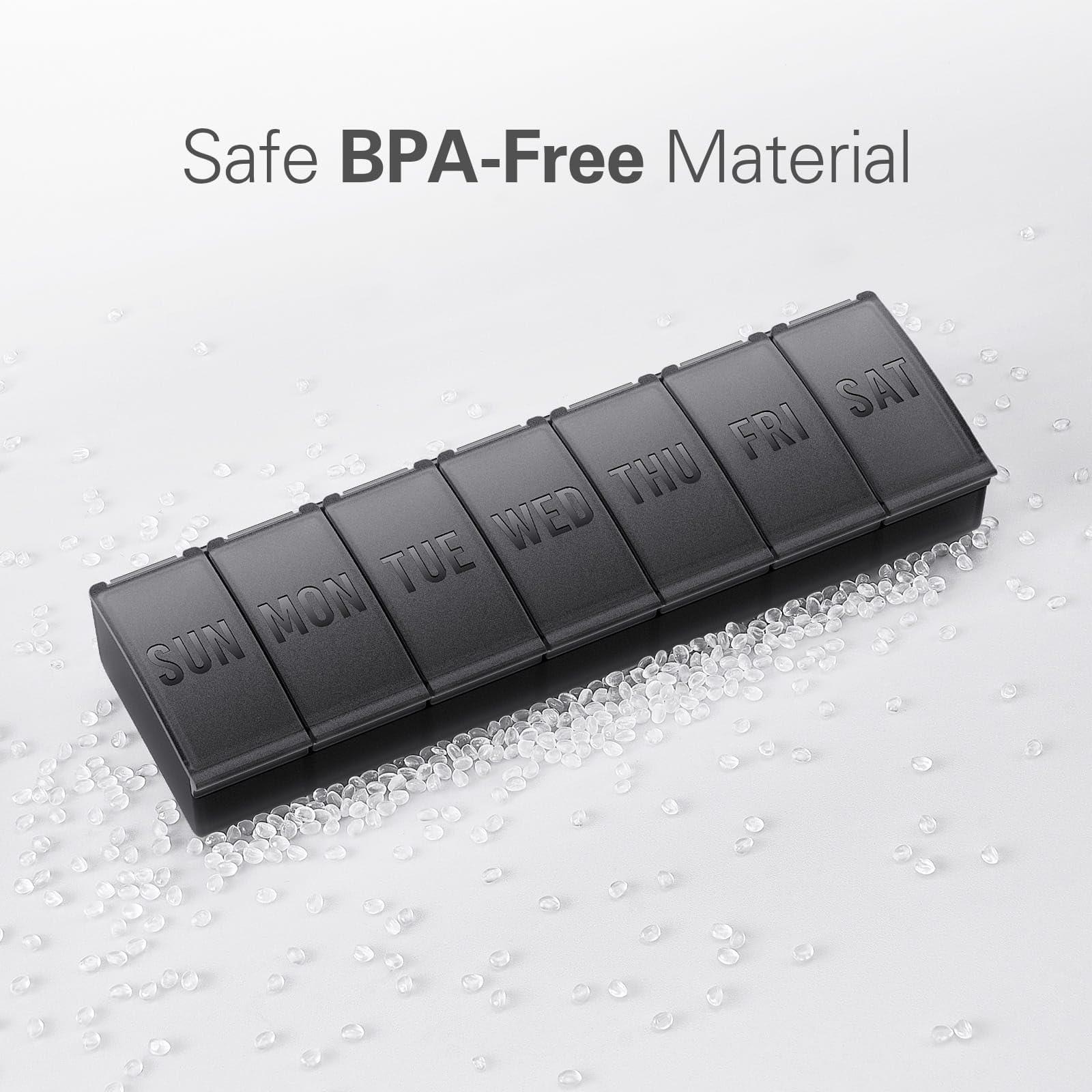 Barhon Pill Organizer Large, Weekly Pills Organizer Pill Box, Medicine Pill Organizers Travel, 7 Day Pill Case for Big Vitamin Supplements Fish Oil, Black - Image 5