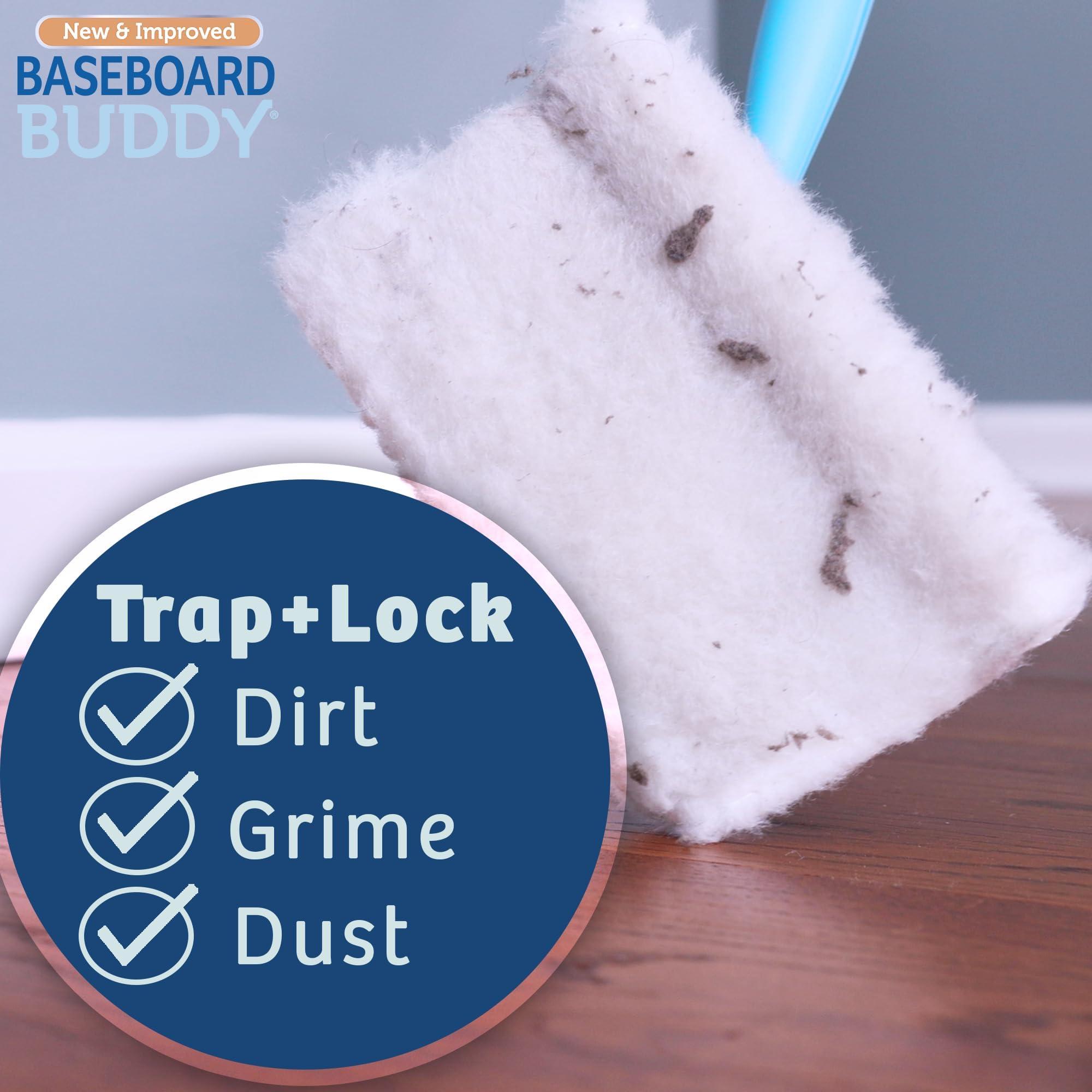 Baseboard Buddy | Lightweight Home Cleaning Essential, Pefect for Baseboards, Moldings & Walls, Glide & Wipe Trapping & Locking Dirt & Dust | As Seen on TV, (1 Baseboard Buddy & 3 Reusable Pads) - Image 3