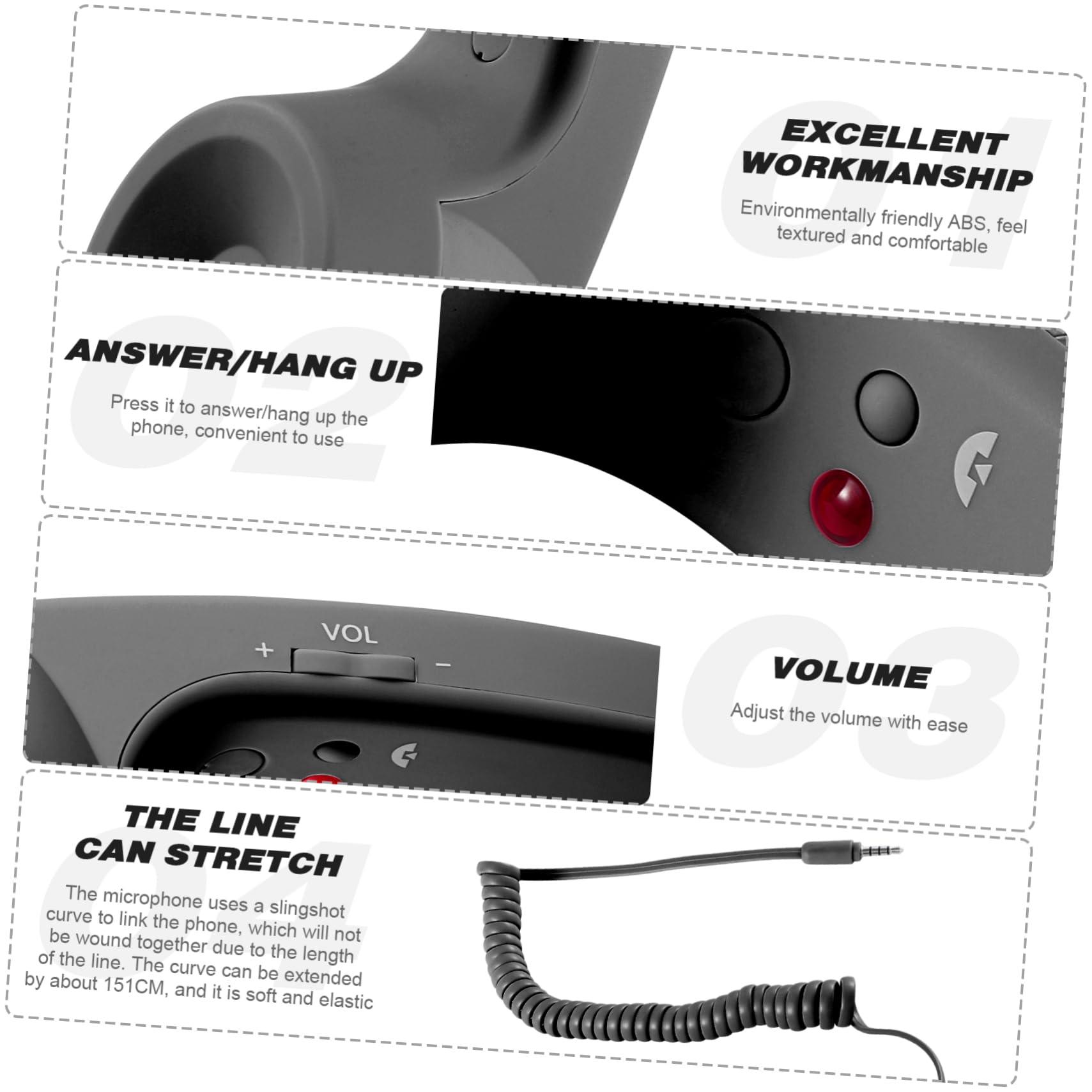 UKCOCO Universal Retro Telephone Handset- 3. 5MM Headset Externally Wired Microphone, Handheld Handset Receiver for Most All, Black - Image 4