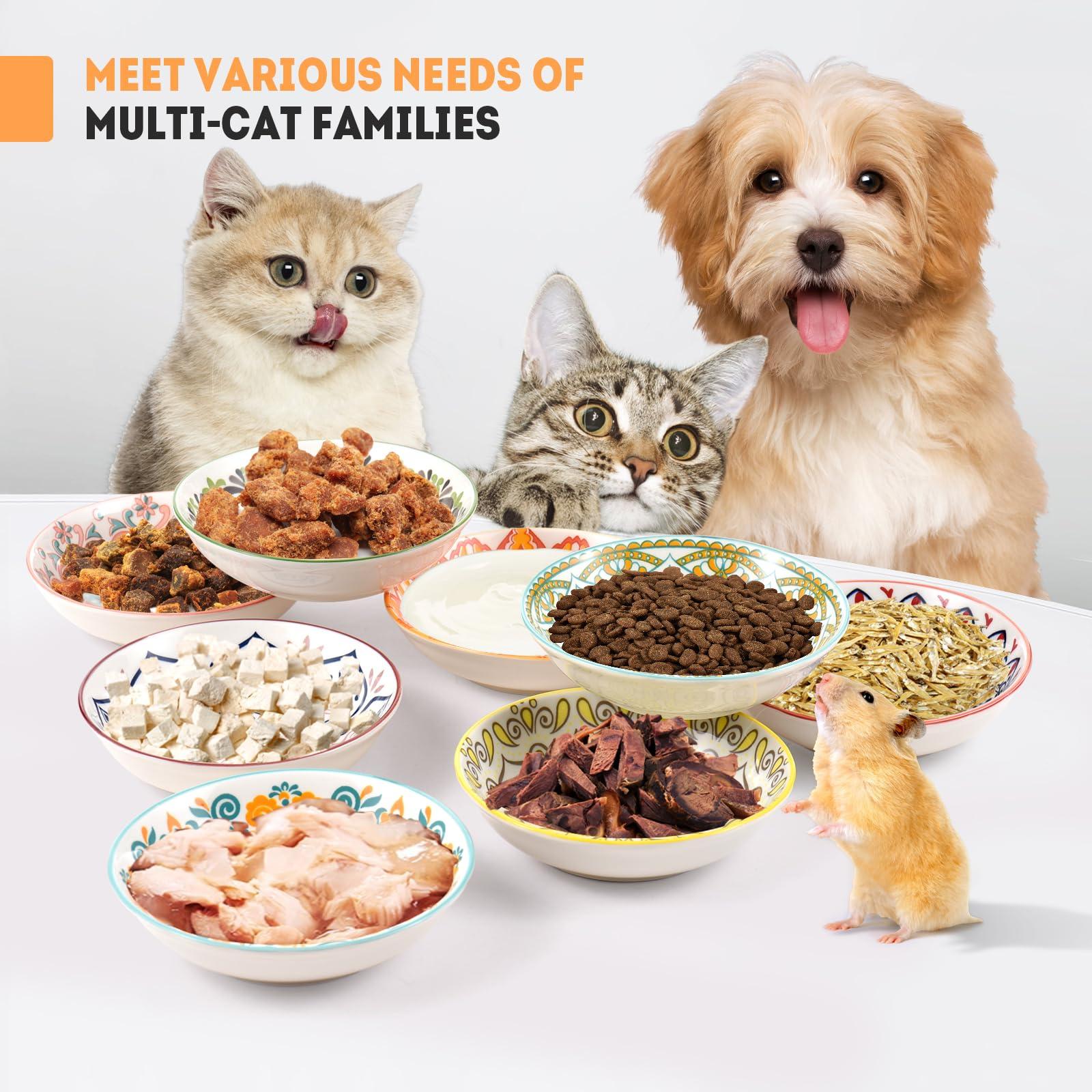 Cat Food Bowls for Indoor Cats Ceramic Cat Bowls Whisker Friendly Cat Dishes for Food and Water 5.5 Inches Kitten Bowls Cute Cat Feeding Bowls Set Cat Wet Food Bowl Set Shallow Cat Plate - Image 3