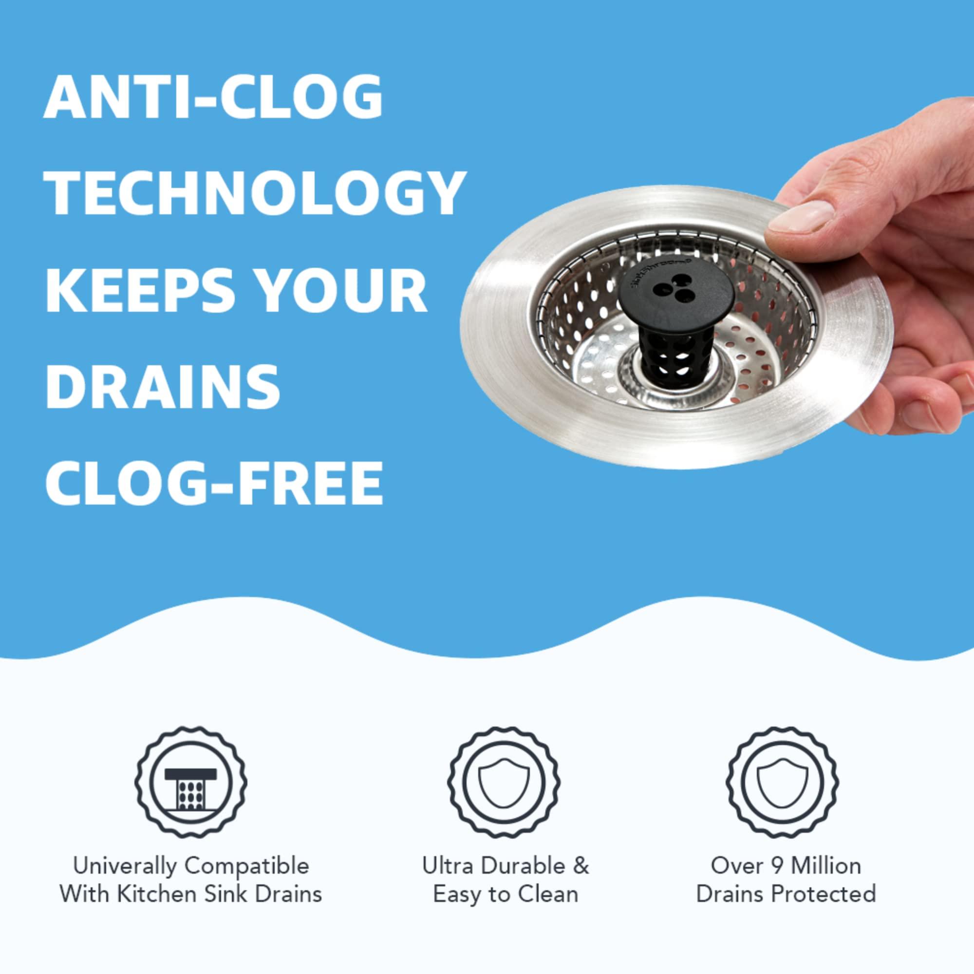 Kitchen SinkShroom Revolutionary Clog-Free Stainless Steel Sink Strainer, Chrome gray - Image 2