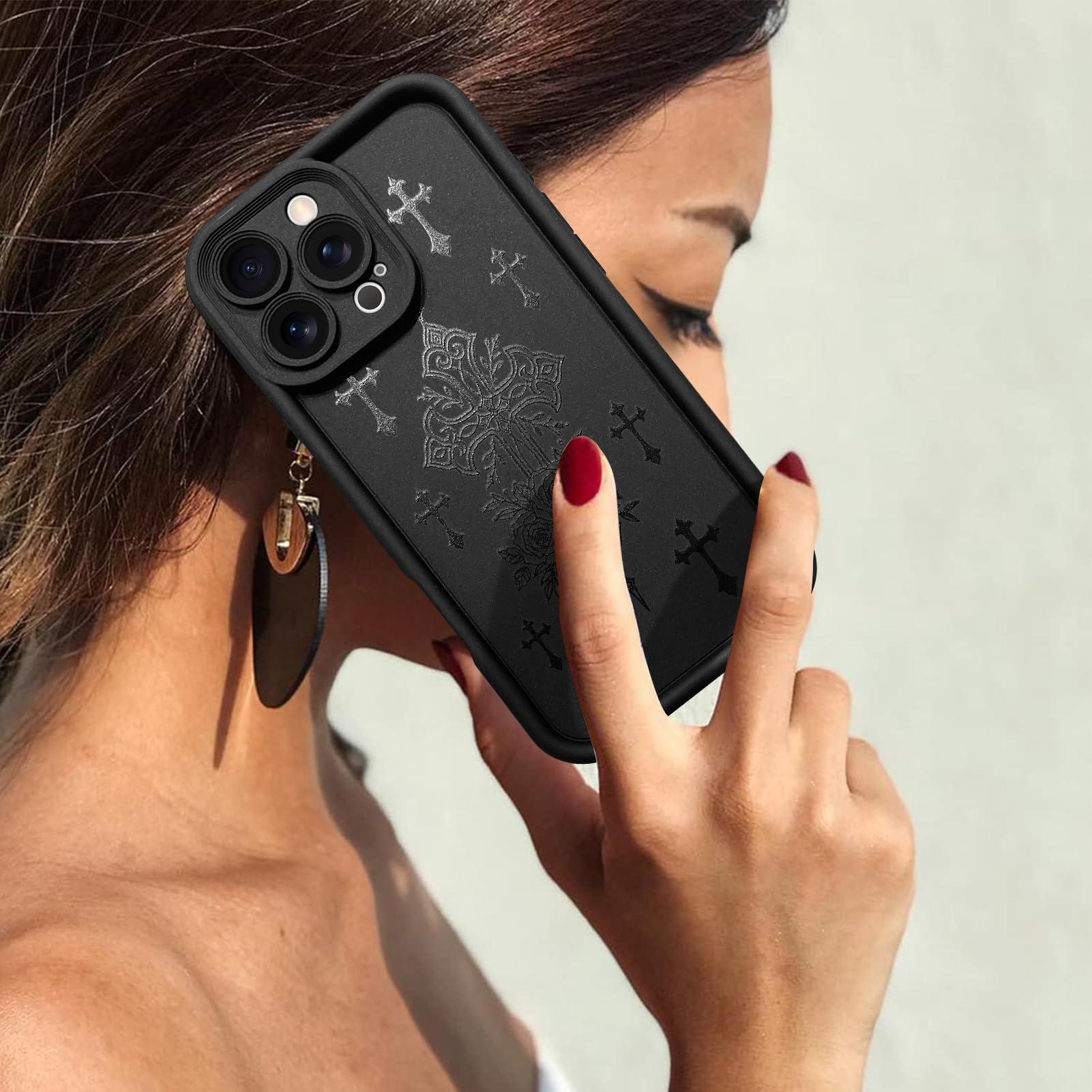 DaBuBu for iPhone 16 Pro Max Case, Bless Cross Silicone Soft Slim Shockproof Protective Phone Cover for Women Girls 6.9inch, Black - Image 6
