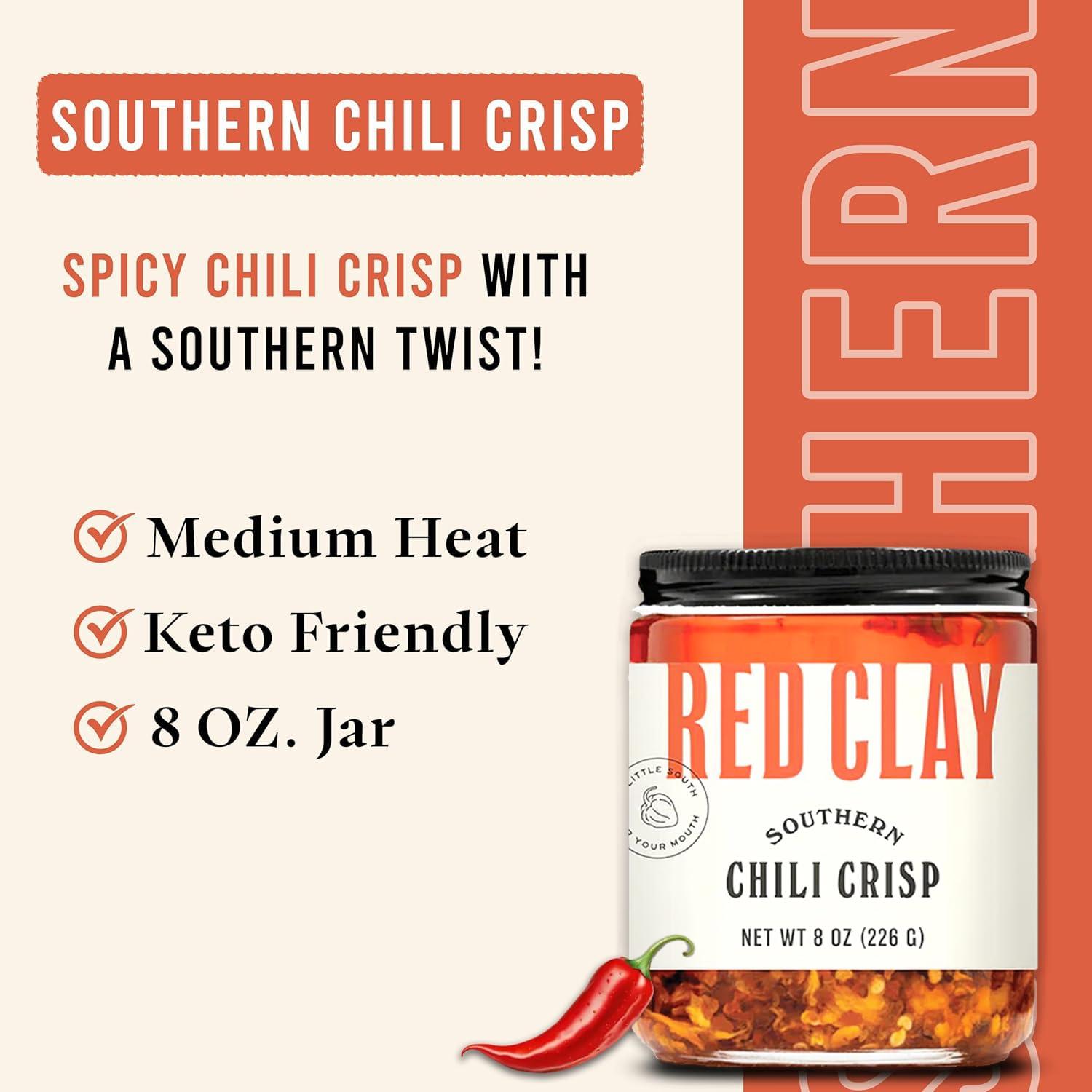Red Clay Chili Crisp - Crunchy Garlic Chili Oil | Spicy Chili Crisp | Gluten Free Chili Crisp | 8oz Paleo Friendly Crisp | Shallot Chili Crisp | Crunchy Chili Oil | Fresno Chili Flakes - Image 2