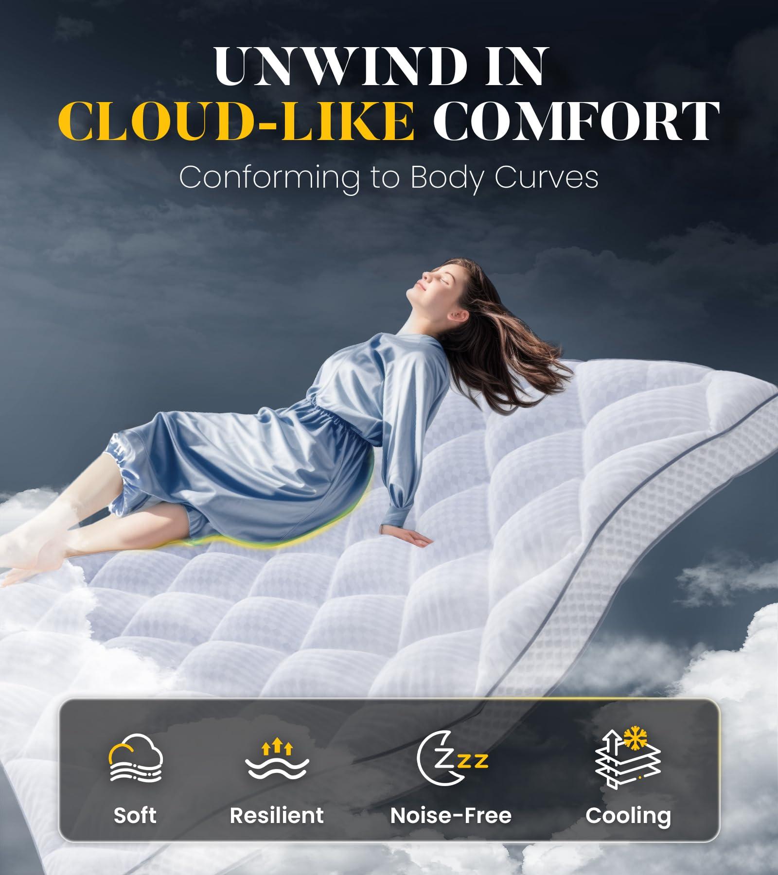 3 Inch Ultra-Fluffy Memory Foam Mattress Topper King for Back Pain, Extra Soft Pillow Top King Mattress Topper with 4X Support, Mattress Pad with Breathable Air Mesh Sides, 6-21'' Deep Pocket - Image 3
