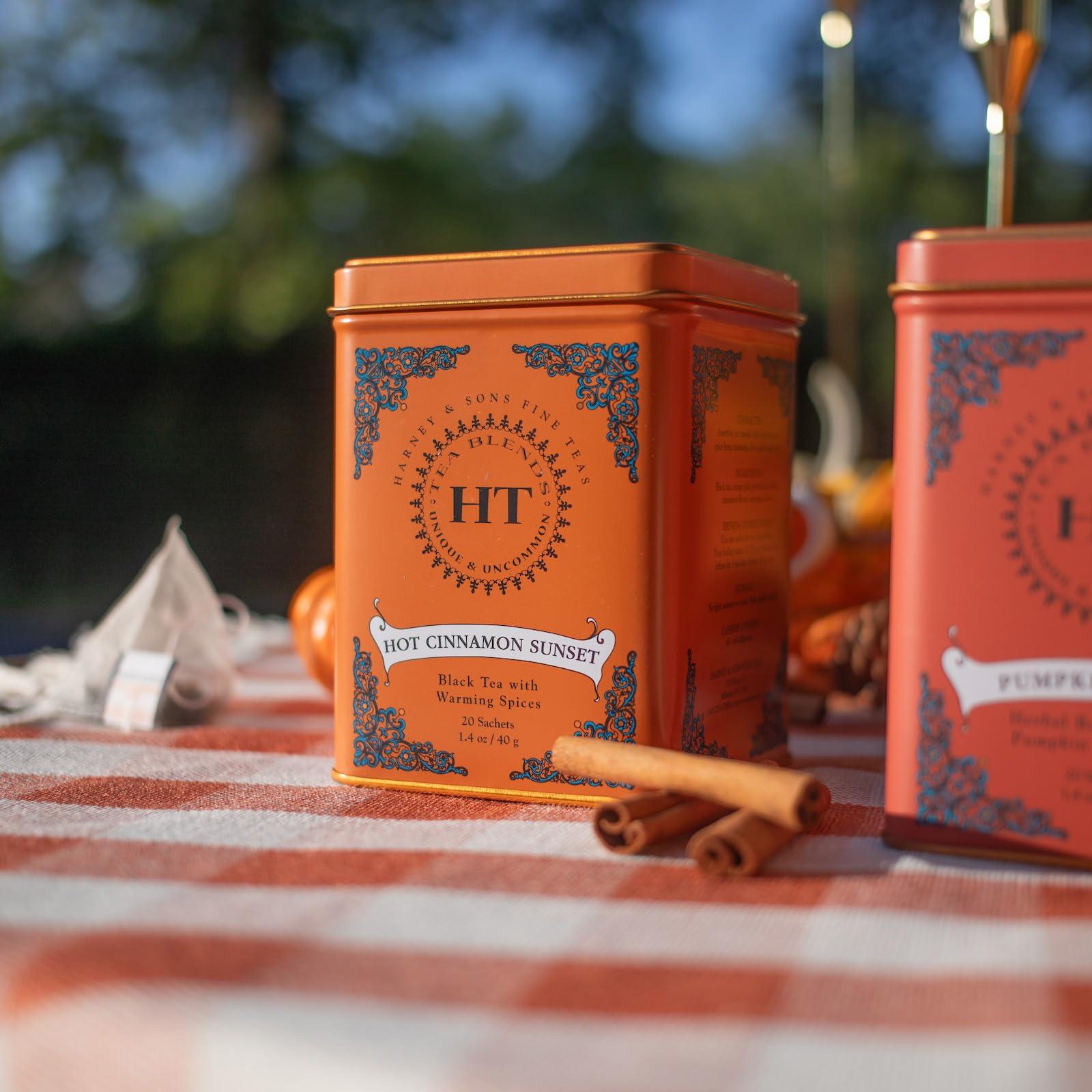 Harney & Sons Caffeinated Hot Cinnamon Sunset Black Tea with Orange and Cloves Tin 20 Sachets (Pack of 1) - Image 4